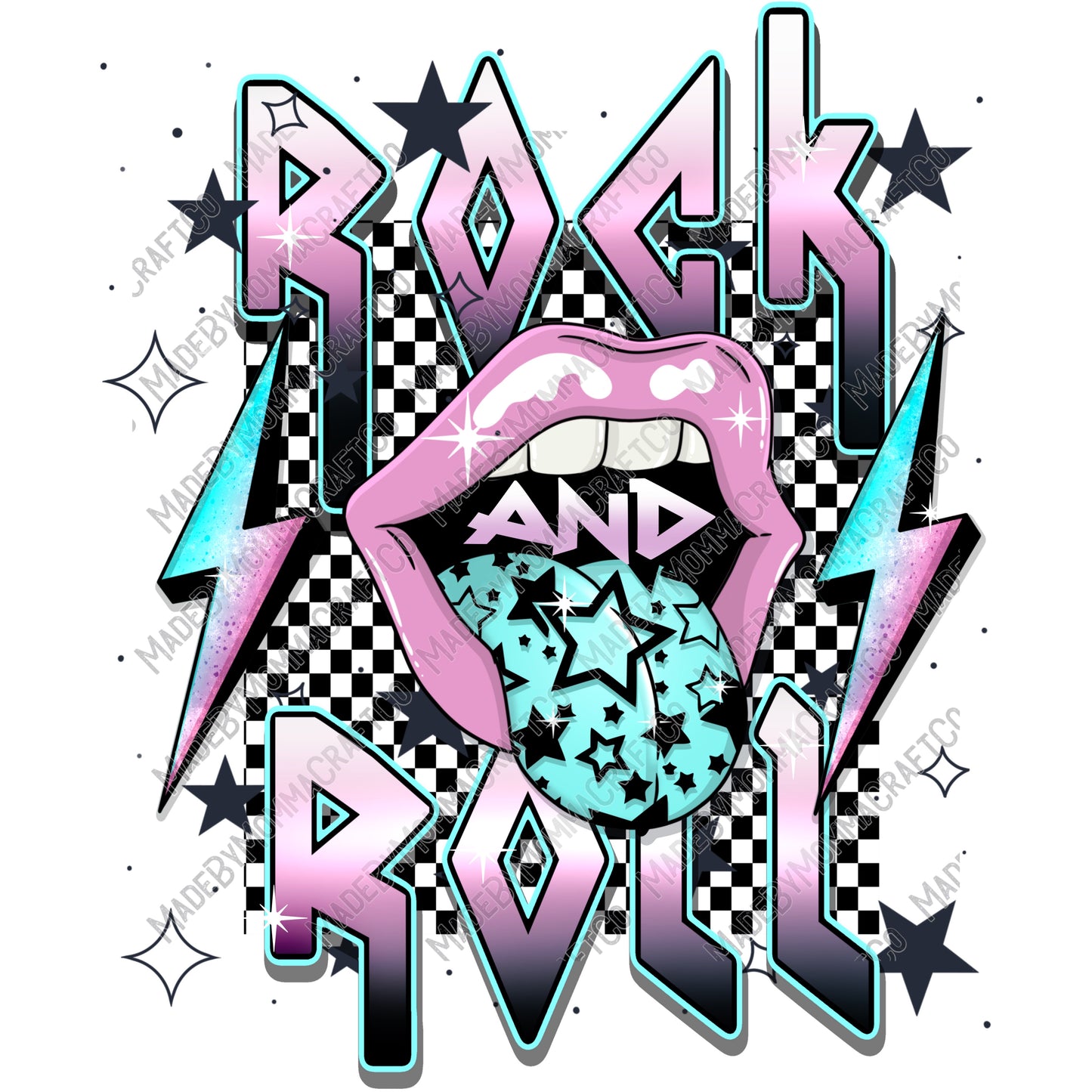 Rock and Roll Lips - retro - Cheat Clear Waterslide™ or White Cast Sticker