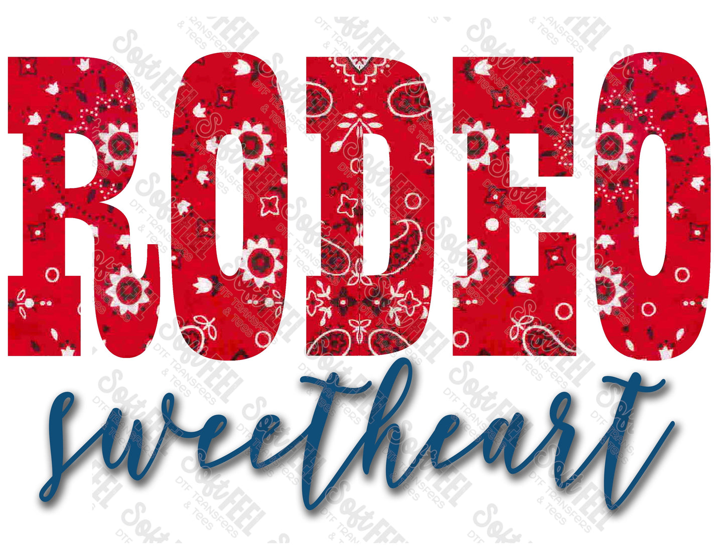 Rodeo Sweetheart Bandana Blue - Country Western / Women's - Direct To Film Transfer / DTF - Heat Press Clothing Transfer