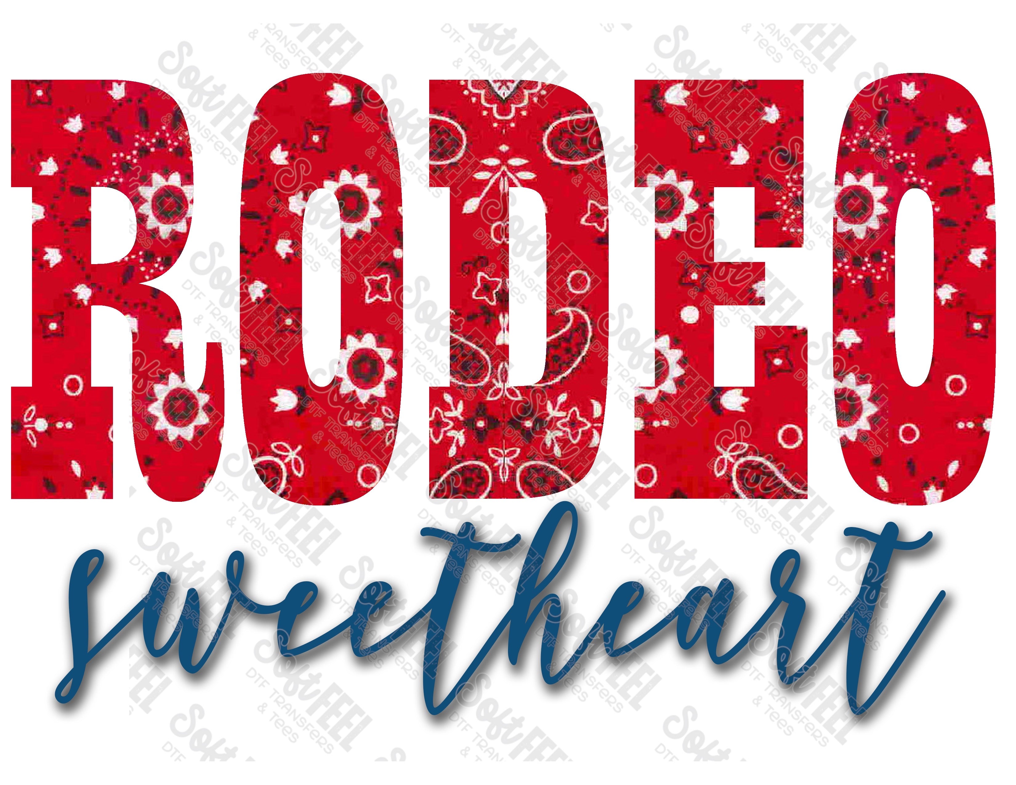 Rodeo Sweetheart Bandana Blue - Country Western / Women&#39;s - Direct To Film Transfer / DTF - Heat Press Clothing Transfer