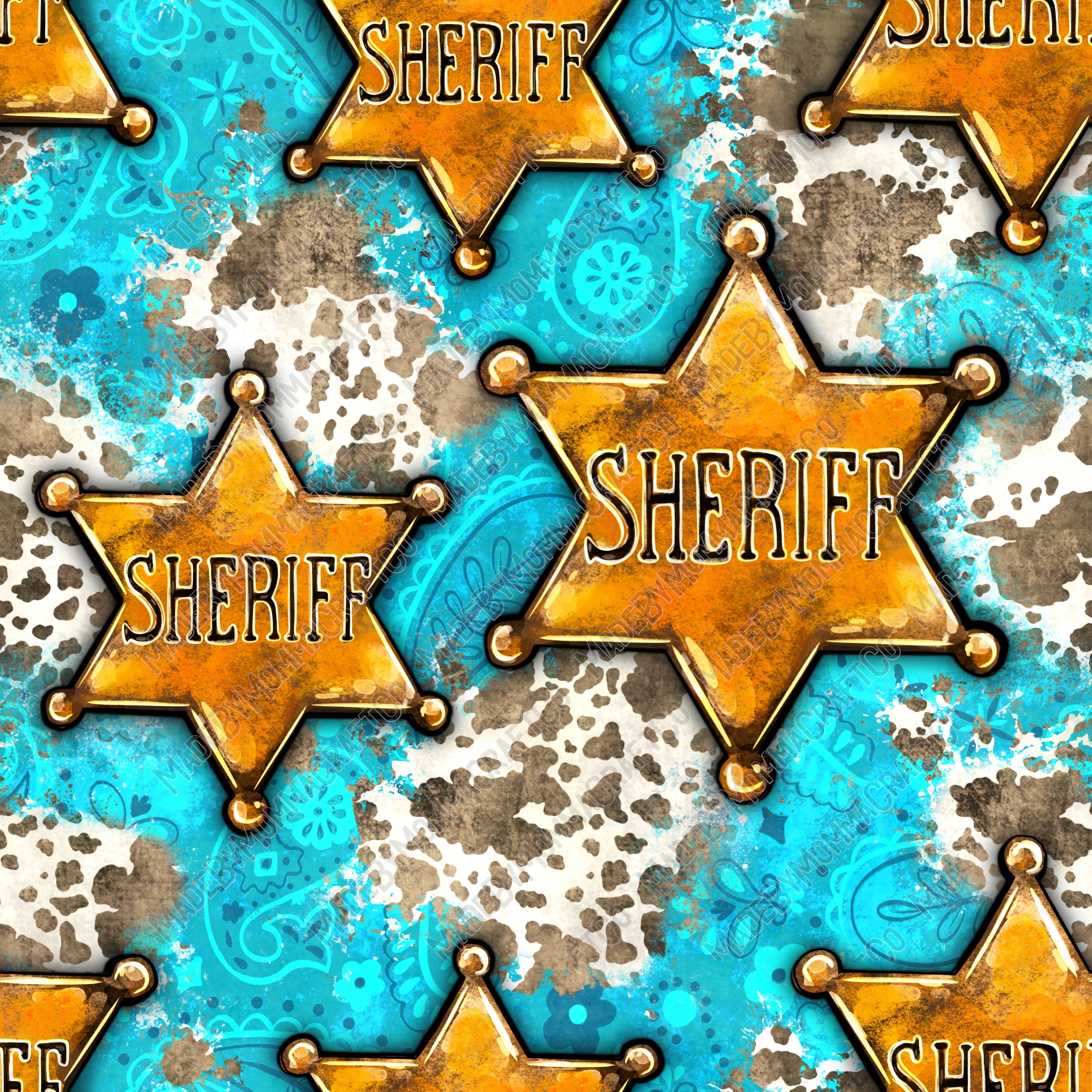 Rodeo Sheriff Rosette And Cowboy Scarf - Vinyl Or Waterslide Seamless Wrap
