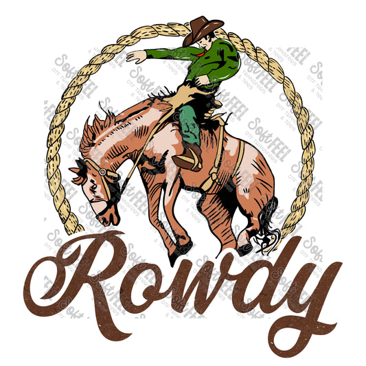 Rowdy Cowboy -Youth / Men's / Western - Direct To Film Transfer / DTF - Heat Press Clothing Transfer