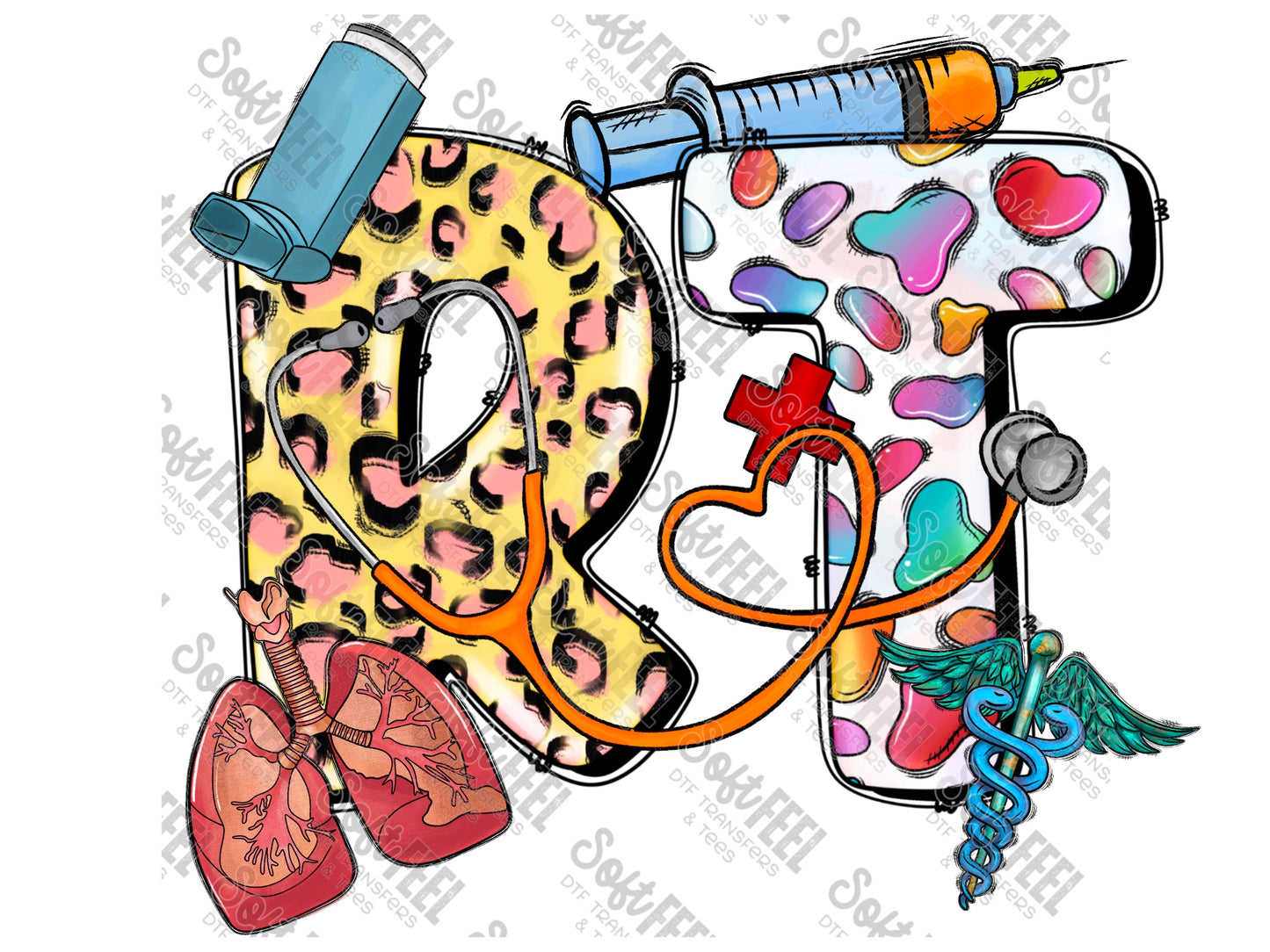 RT Nurse Respiratory Therapist  - Occupations / Nursing - Direct To Film Transfer / DTF - Heat Press Clothing Transfer