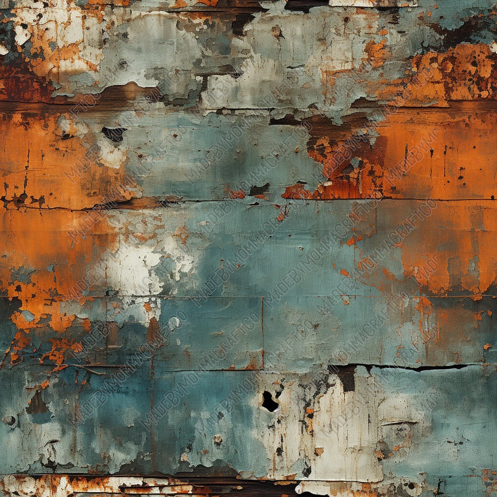 Rustic Teal Burnt Orange Metal - Vinyl Or Waterslide Seamless Wrap