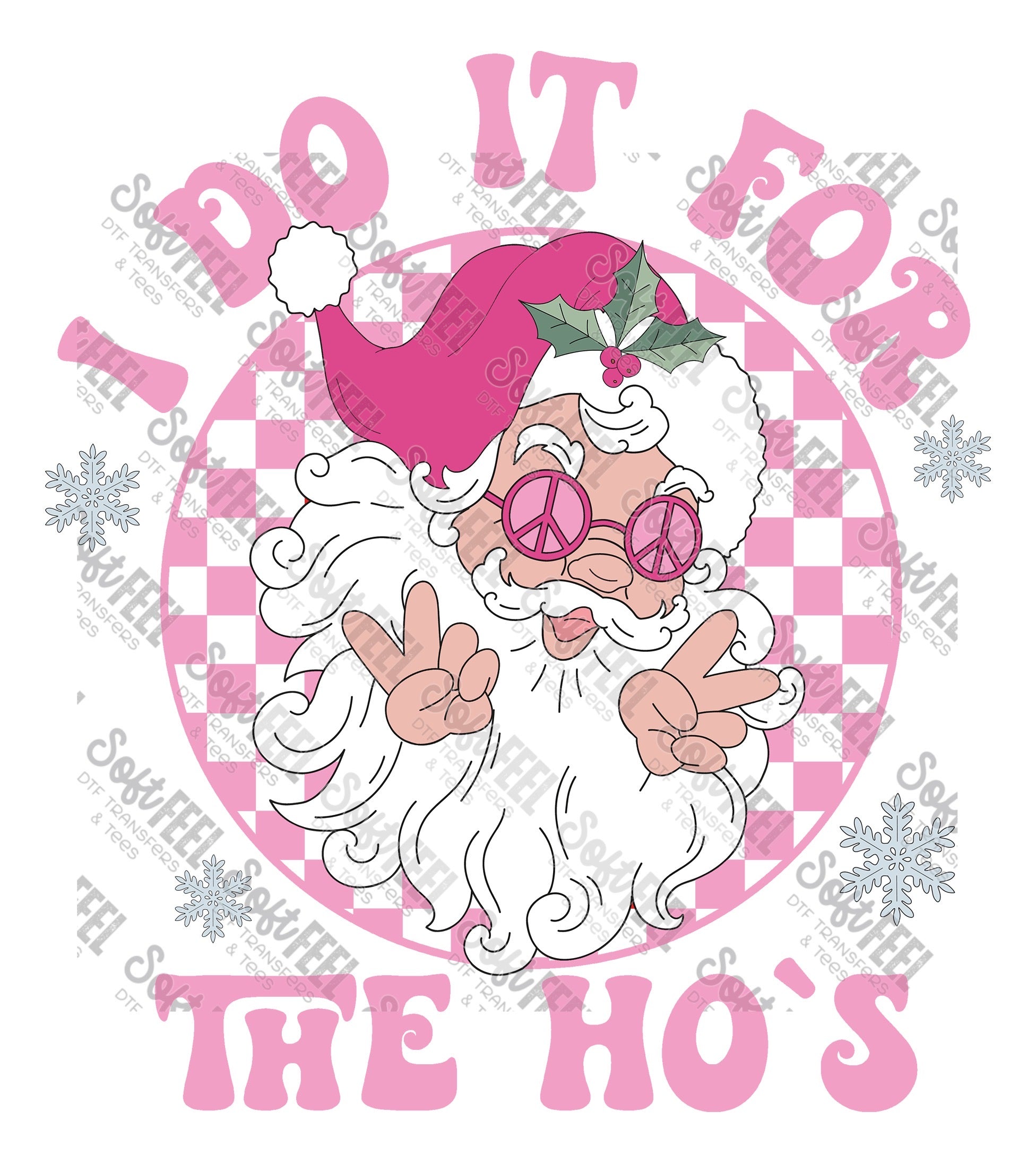 Santa Design - Christmas / Retro / Women&#39;s - Direct To Film Transfer / DTF - Heat Press Clothing Transfer