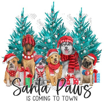 Santa Paws Is Coming To Town - Christmas - Direct To Film Transfer / DTF - Heat Press Clothing Transfer