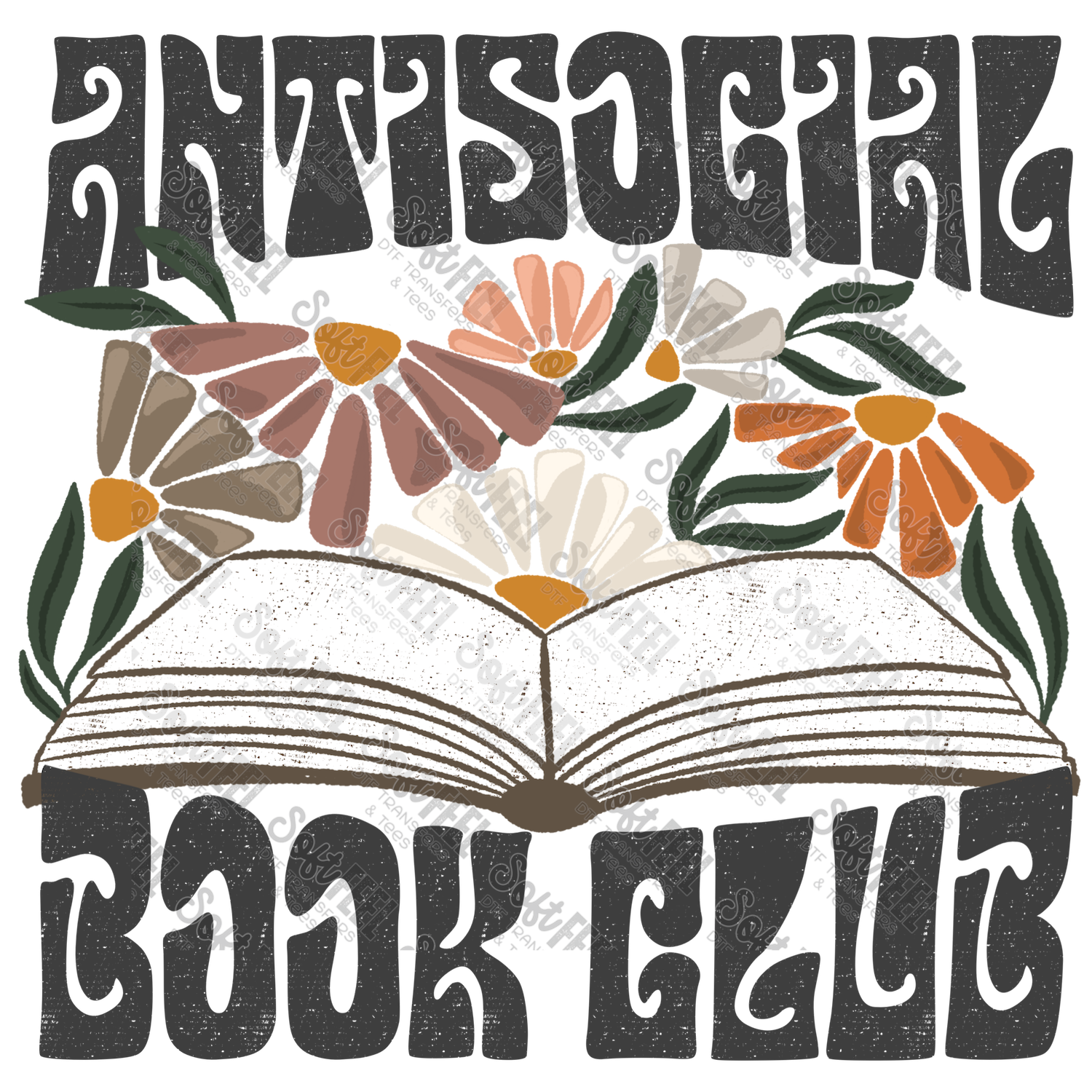 AntiSocial Book Club - Retro / Humor - Direct To Film Transfer / DTF - Heat Press Clothing Transfer