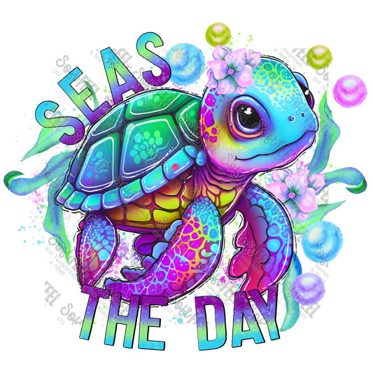 Seas The Day SeaTurtle - Summer - Direct To Film Transfer / DTF - Heat Press Clothing Transfer