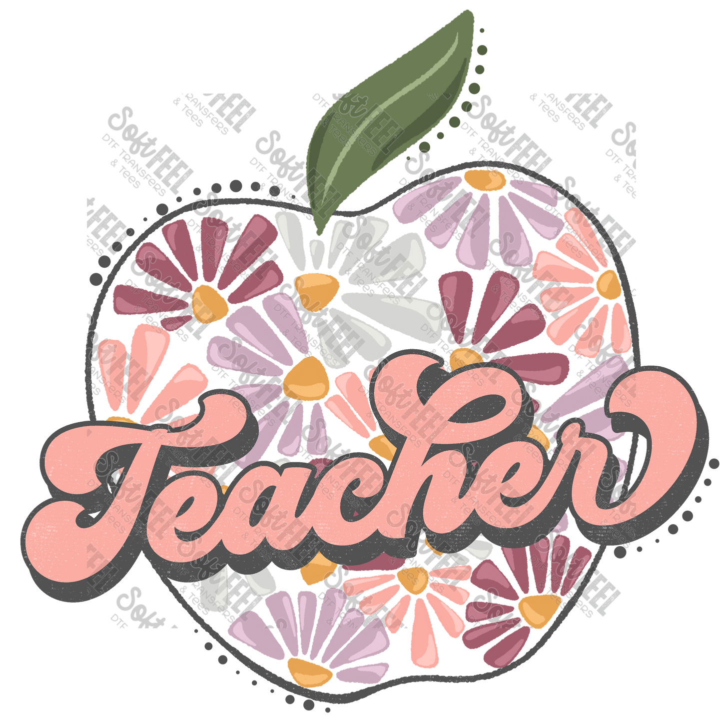 Teacher Apple - School and Teacher - Direct To Film Transfer / DTF - Heat Press Clothing Transfer