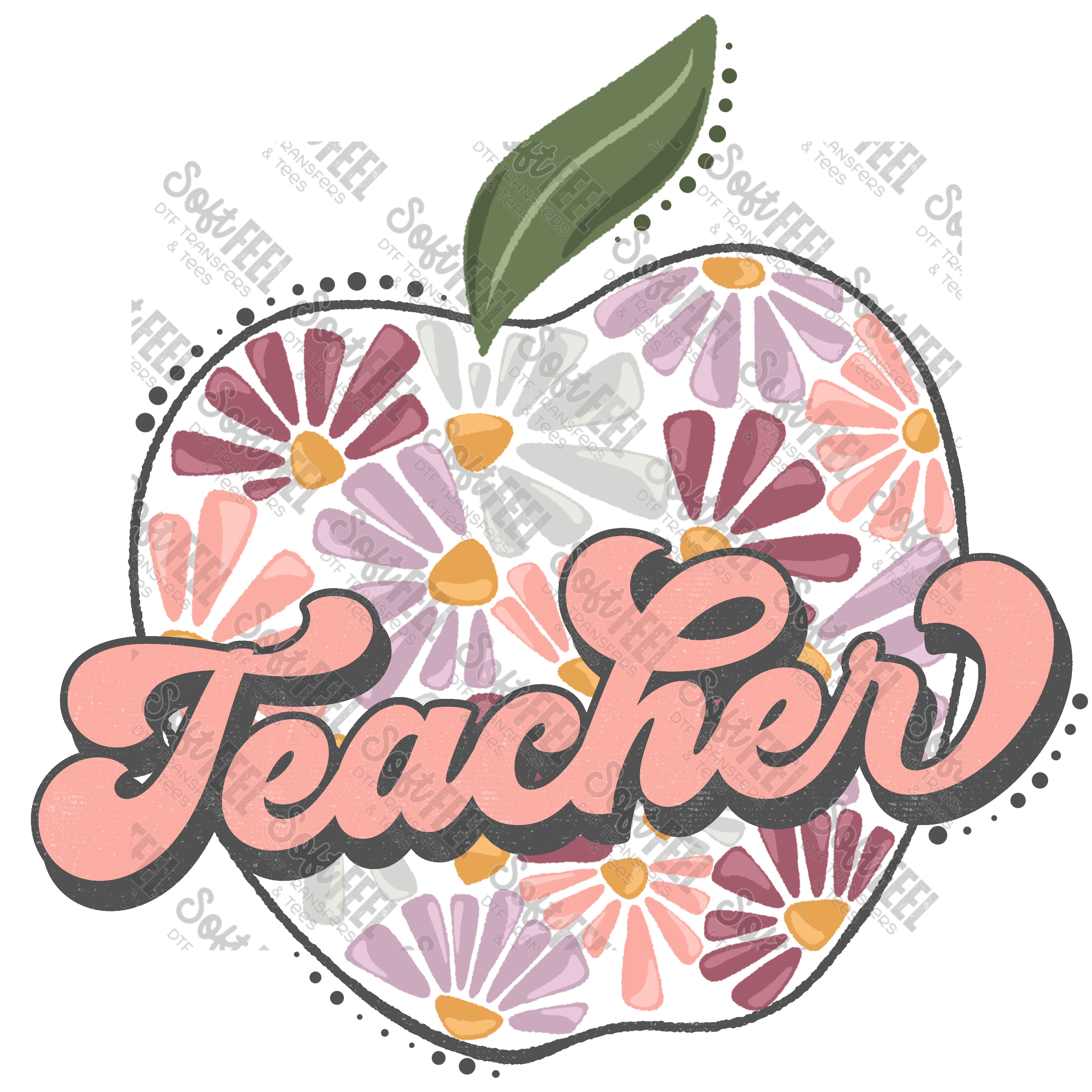 Teacher Apple - School and Teacher - Direct To Film Transfer / DTF - Heat Press Clothing Transfer