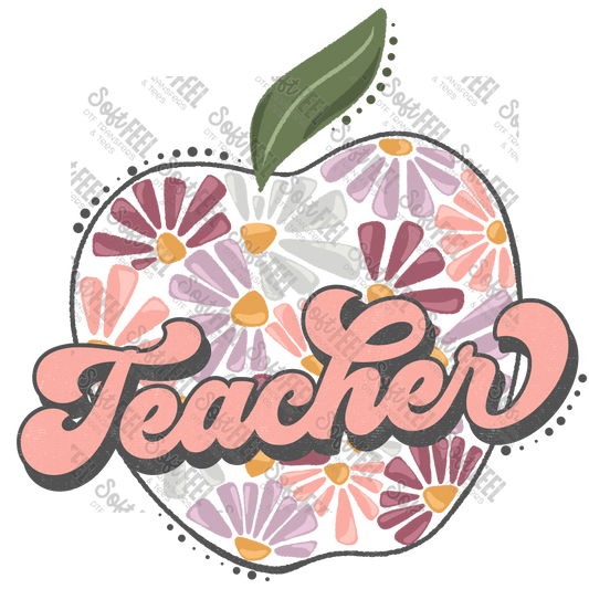 Teacher Apple - School and Teacher - Direct To Film Transfer / DTF - Heat Press Clothing Transfer