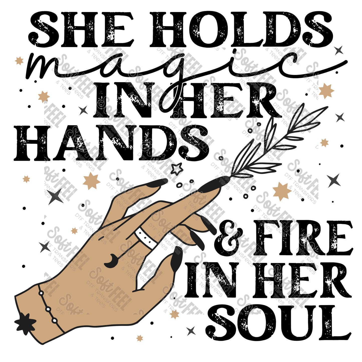 She Holds Magic In Her Hands - Halloween Horror - Direct To Film Transfer / DTF - Heat Press Clothing Transfer