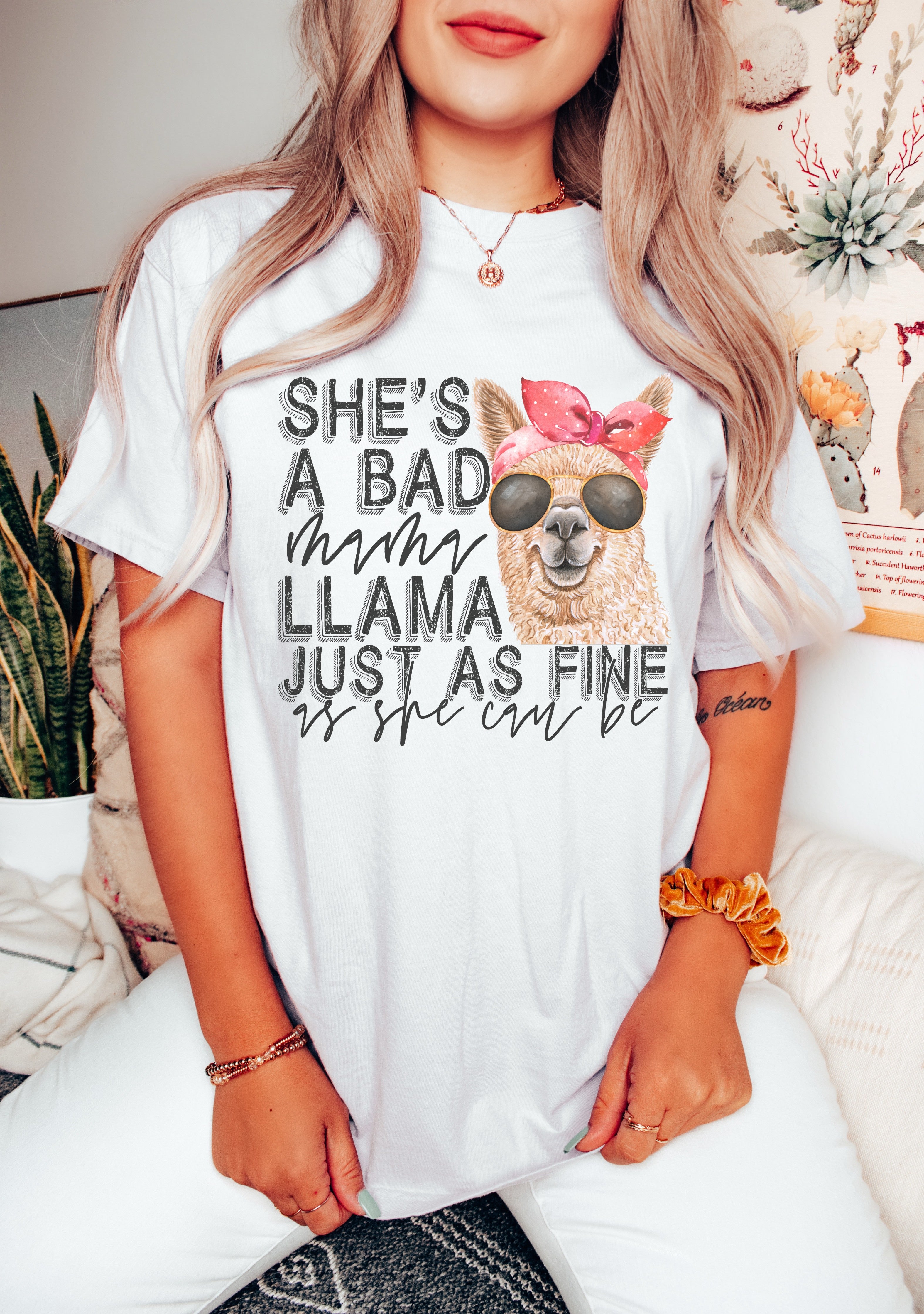 She&#39;s a Bad Mama Llama - Woman&#39;s - Direct To Film Transfer / DTF - Heat Press Clothing Transfer