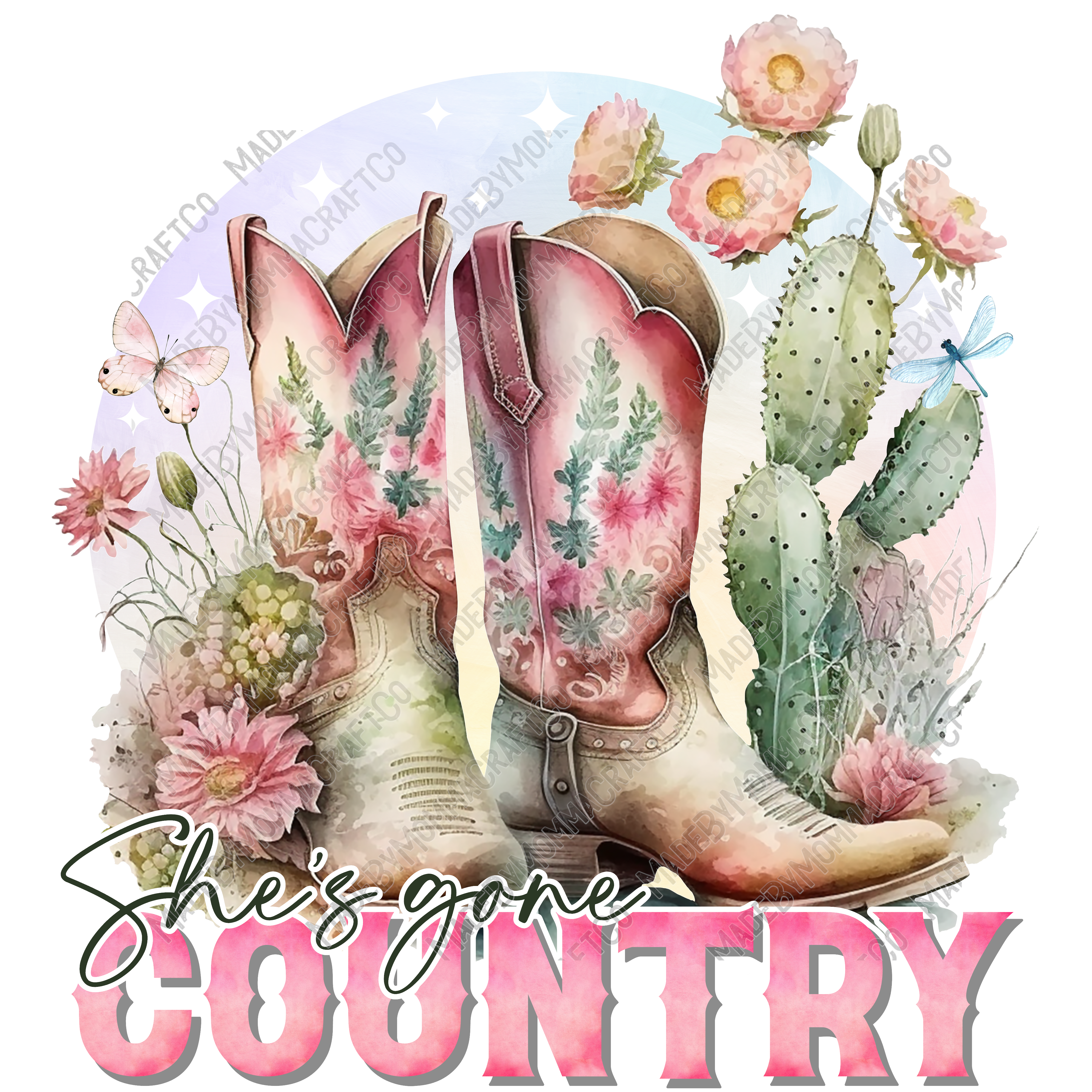 She&#39;s Gone Country Boots - Cheat Clear Waterslide™ or White Cast Sticker
