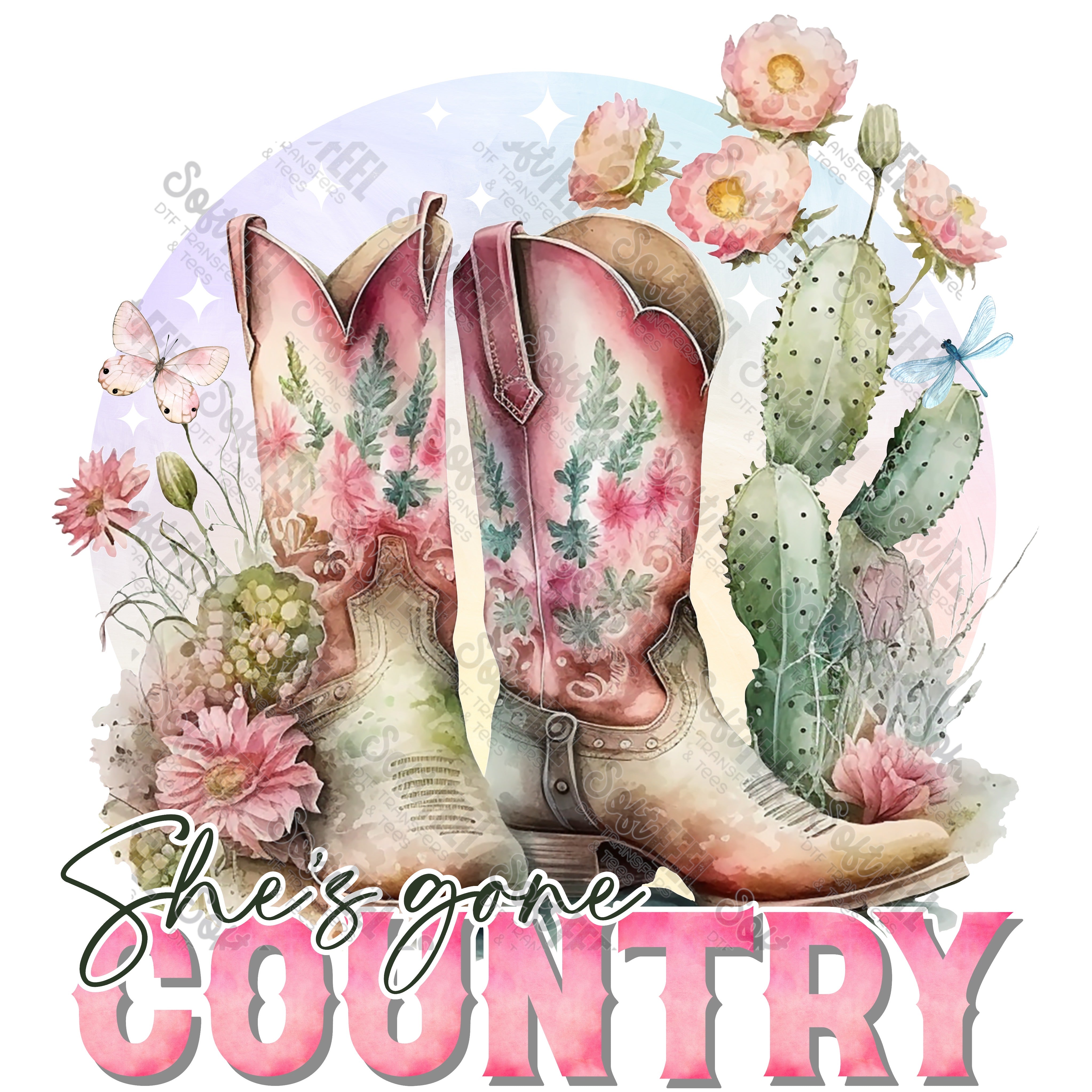 She&#39;s Gone Country - Women&#39;s / Youth / Western - Direct To Film Transfer / DTF - Heat Press Clothing Transfer