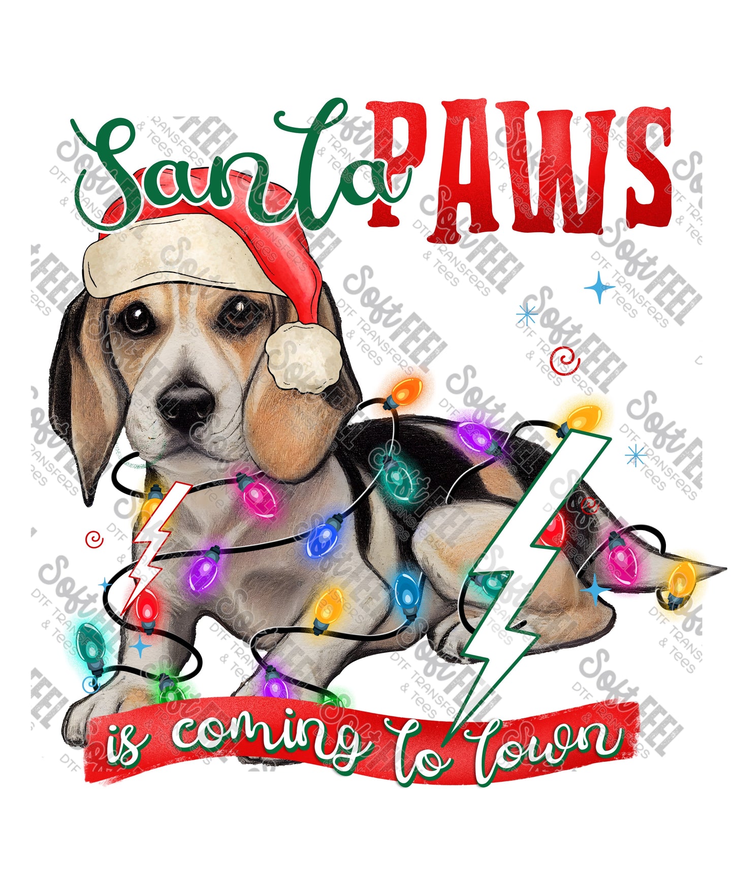 Santa Paws 10 - Christmas / Animals - Direct To Film Transfer / DTF - Heat Press Clothing Transfer