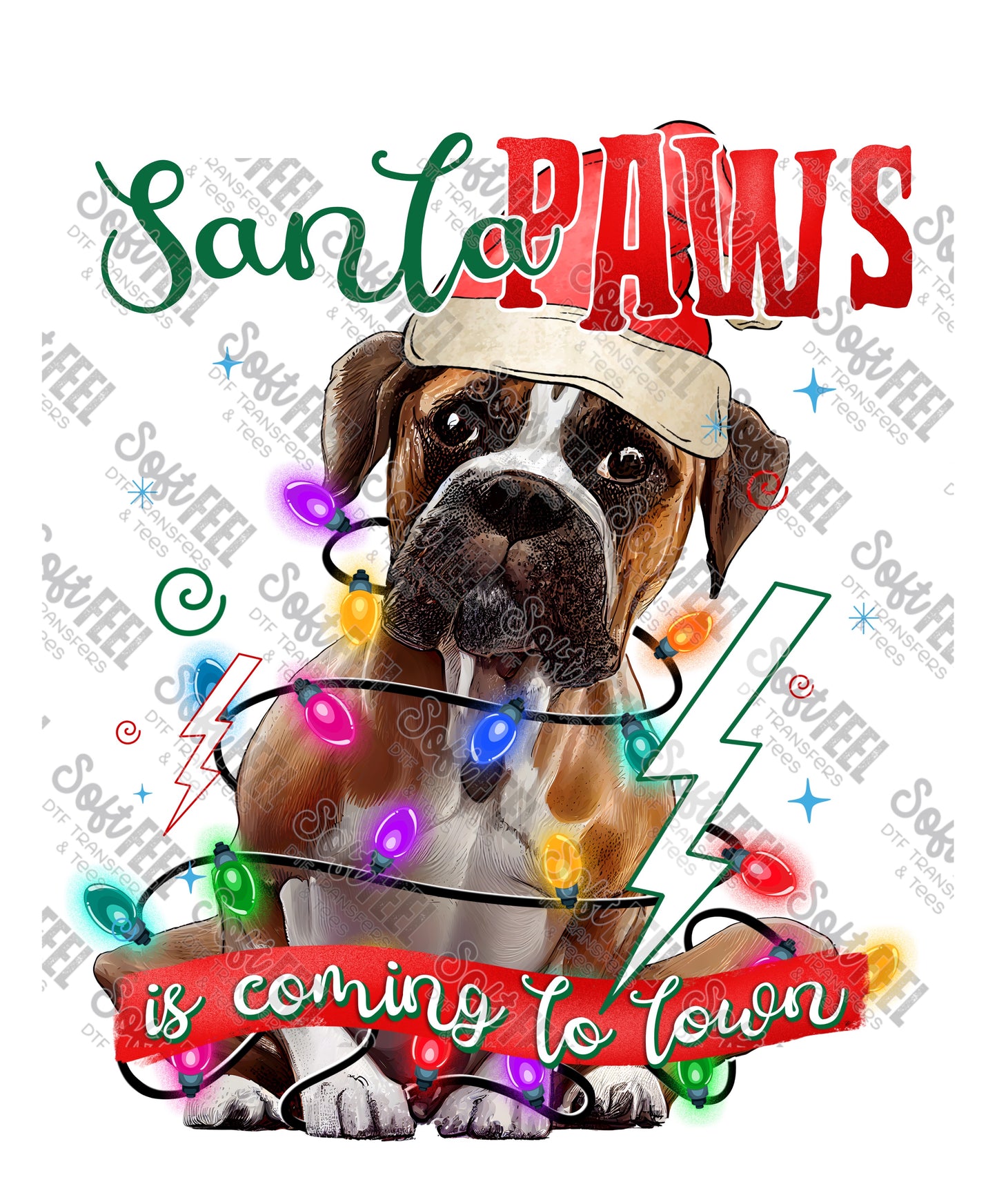 Santa Paws 12 - Christmas / Animals - Direct To Film Transfer / DTF - Heat Press Clothing Transfer