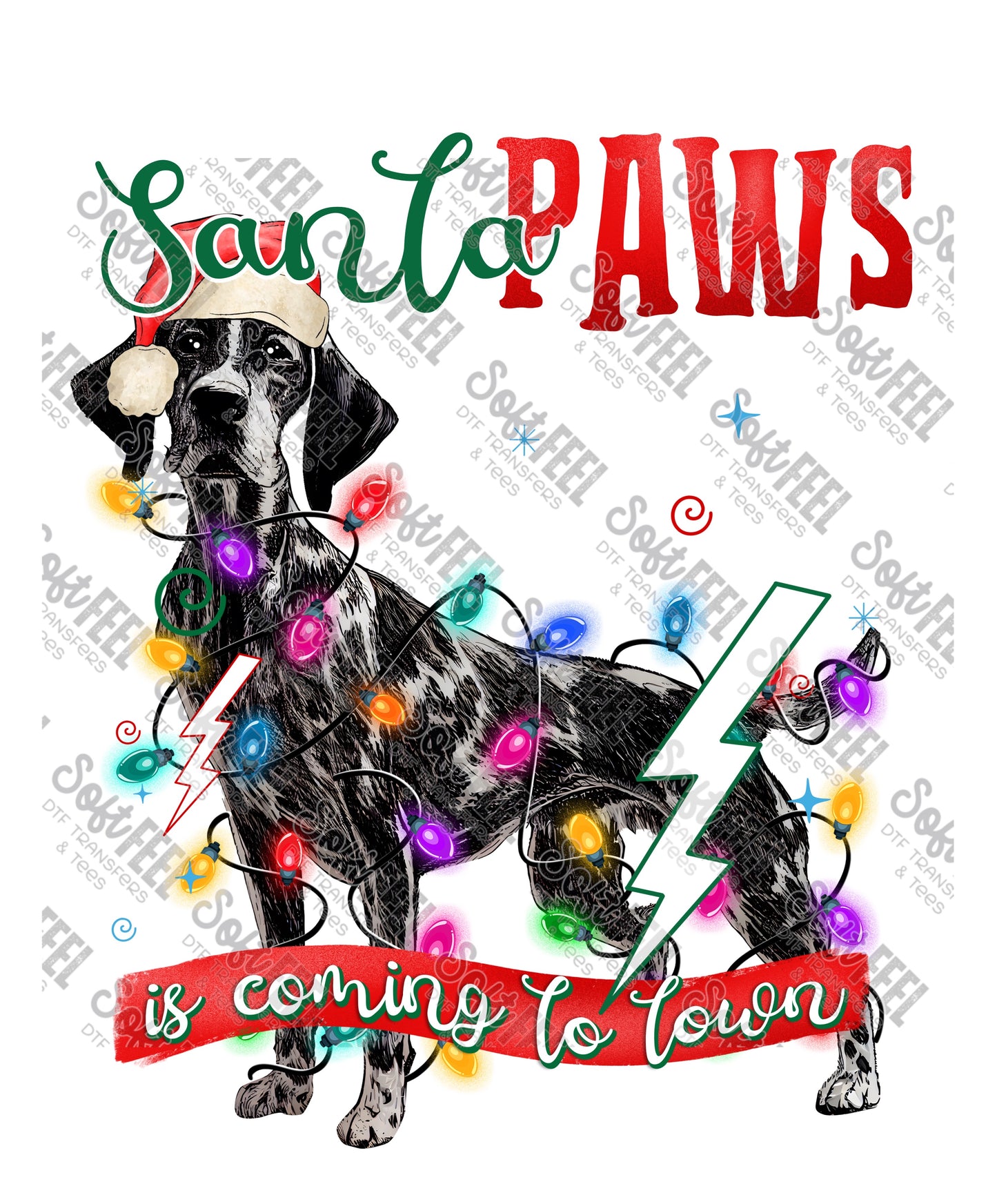 Santa Paws 14 - Christmas / Animals - Direct To Film Transfer / DTF - Heat Press Clothing Transfer