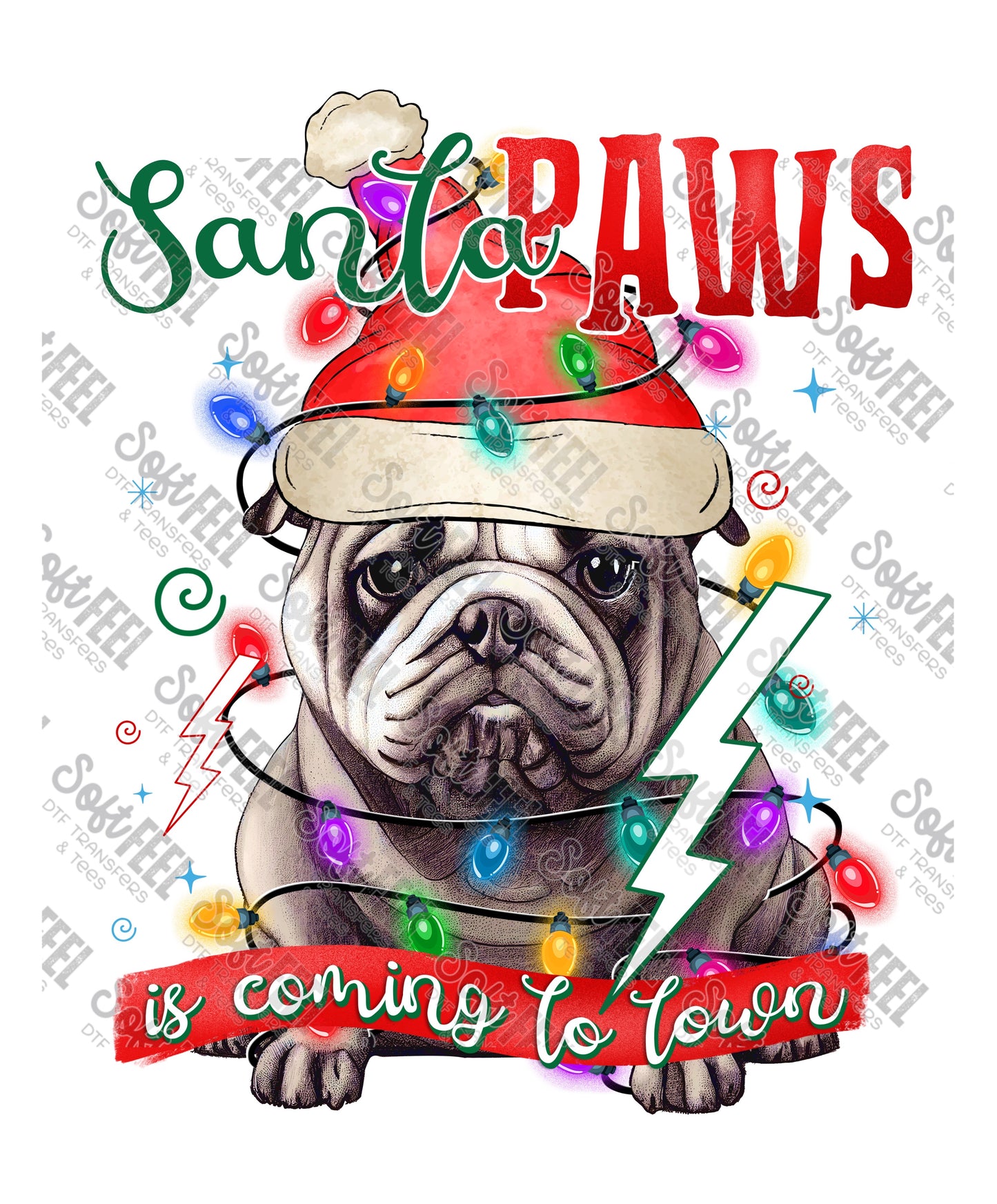 Santa Paws 21 - Christmas / Animals - Direct To Film Transfer / DTF - Heat Press Clothing Transfer