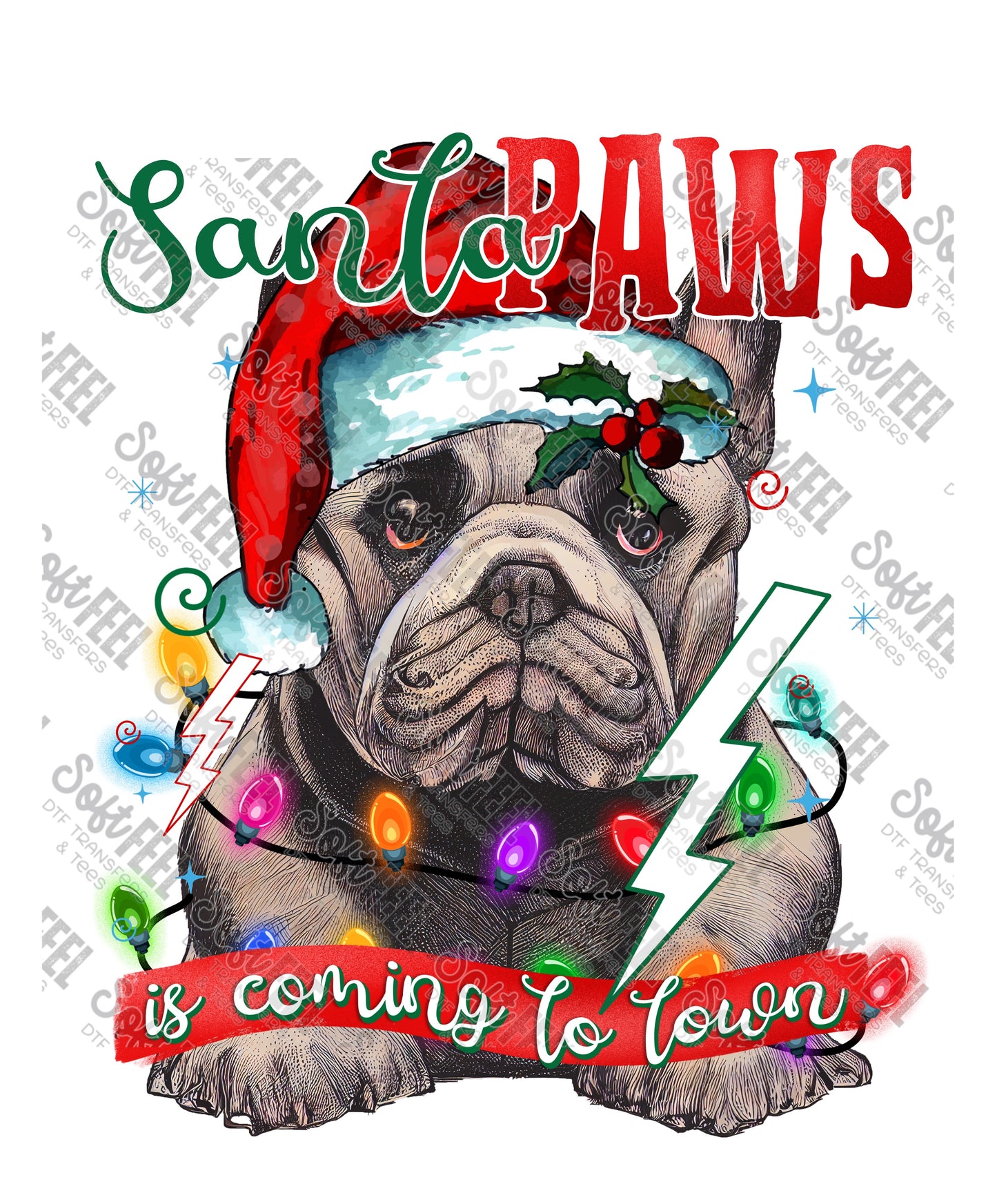 Santa Paws 4 - Christmas / Animals - Direct To Film Transfer / DTF - Heat Press Clothing Transfer