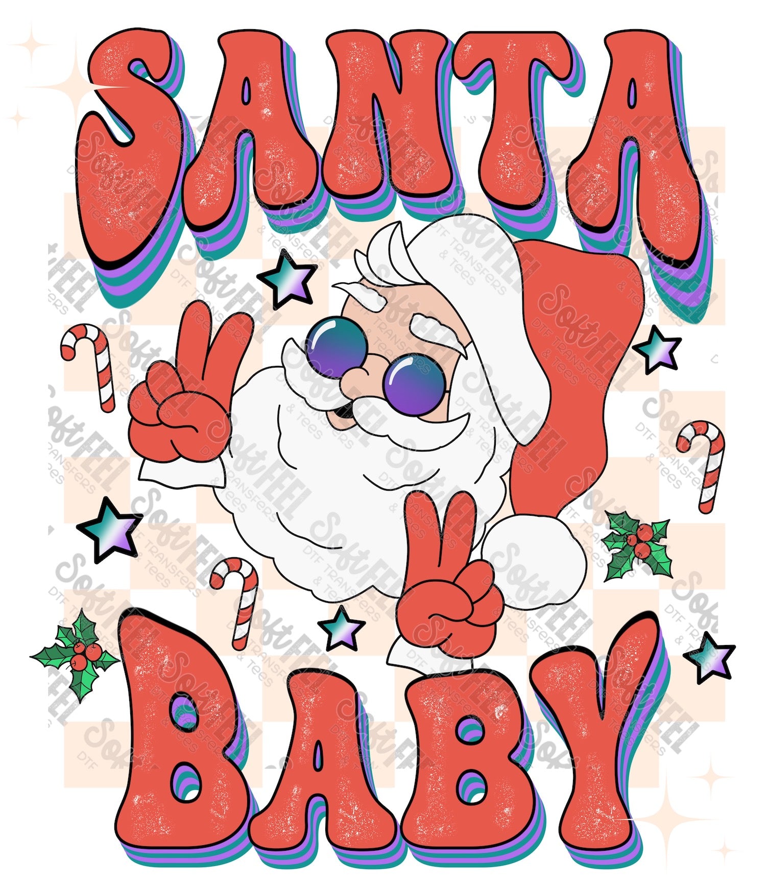 Santa Baby - Christmas / Retro / Women&#39;s - Direct To Film Transfer / DTF - Heat Press Clothing Transfer