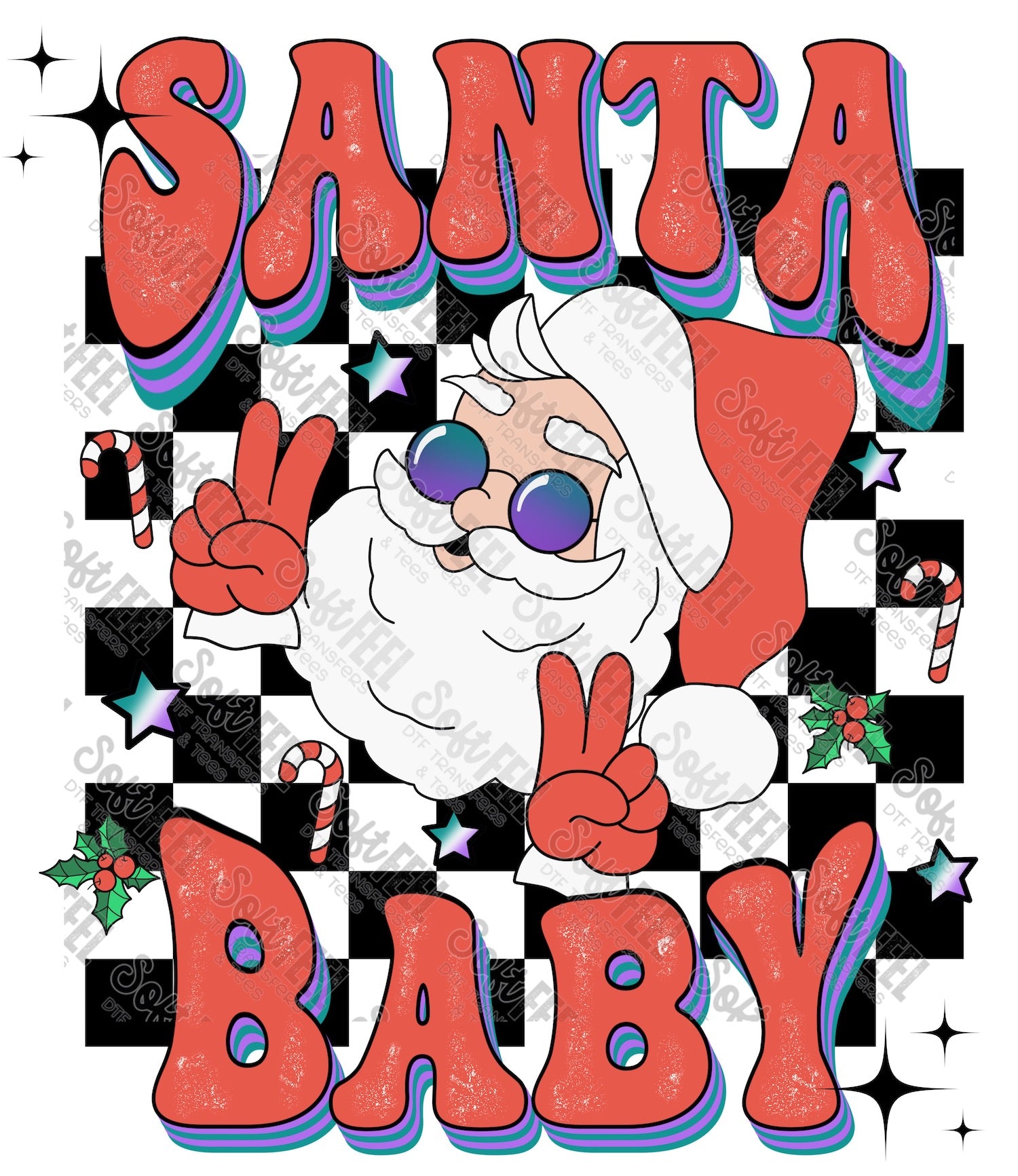 Santa baby 2 - Christmas / Retro / Women&#39;s - Direct To Film Transfer / DTF - Heat Press Clothing Transfer