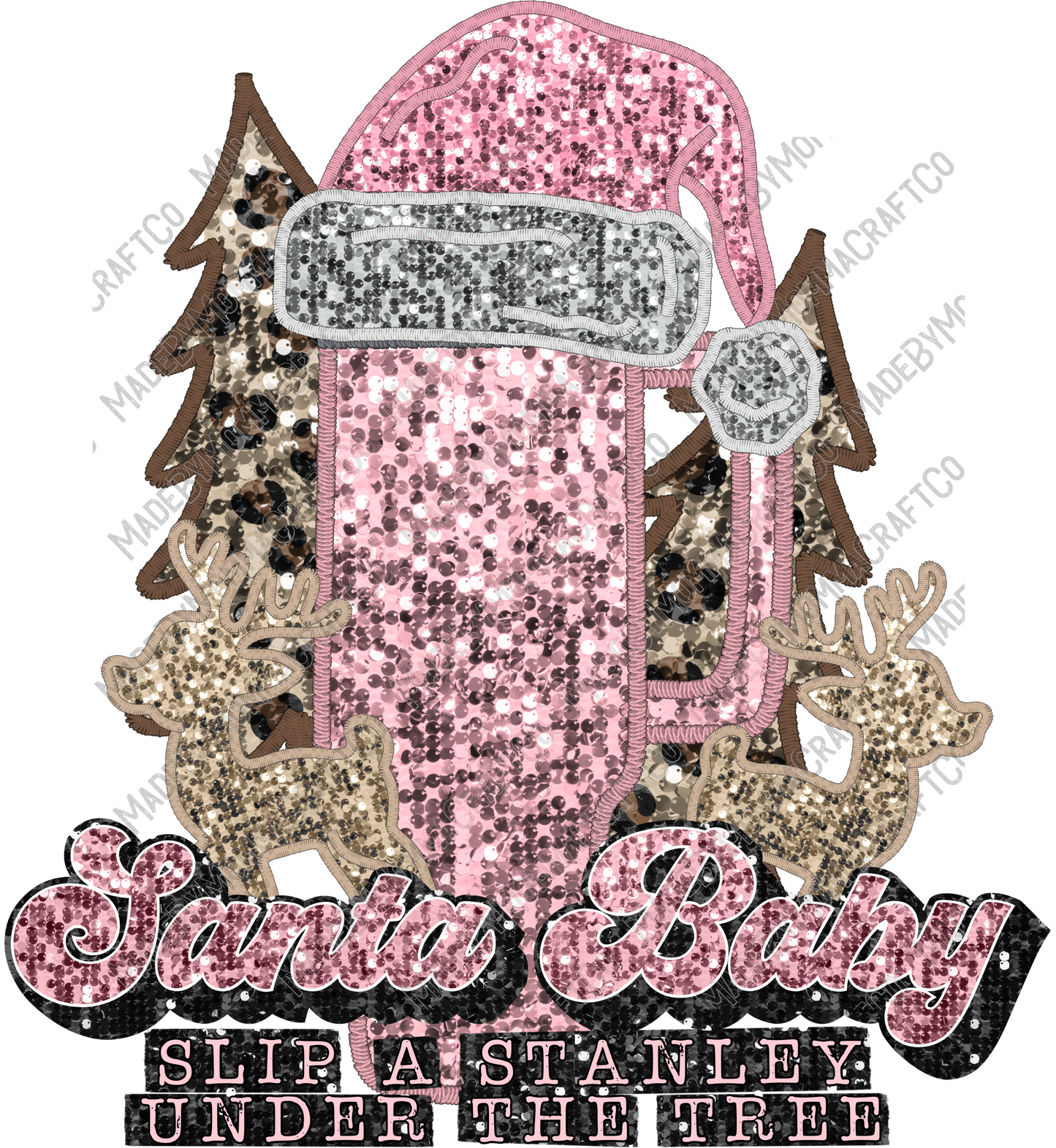 Santa Baby - Faux Embroidery - Cheat Clear Waterslide™ or White Cast Sticker