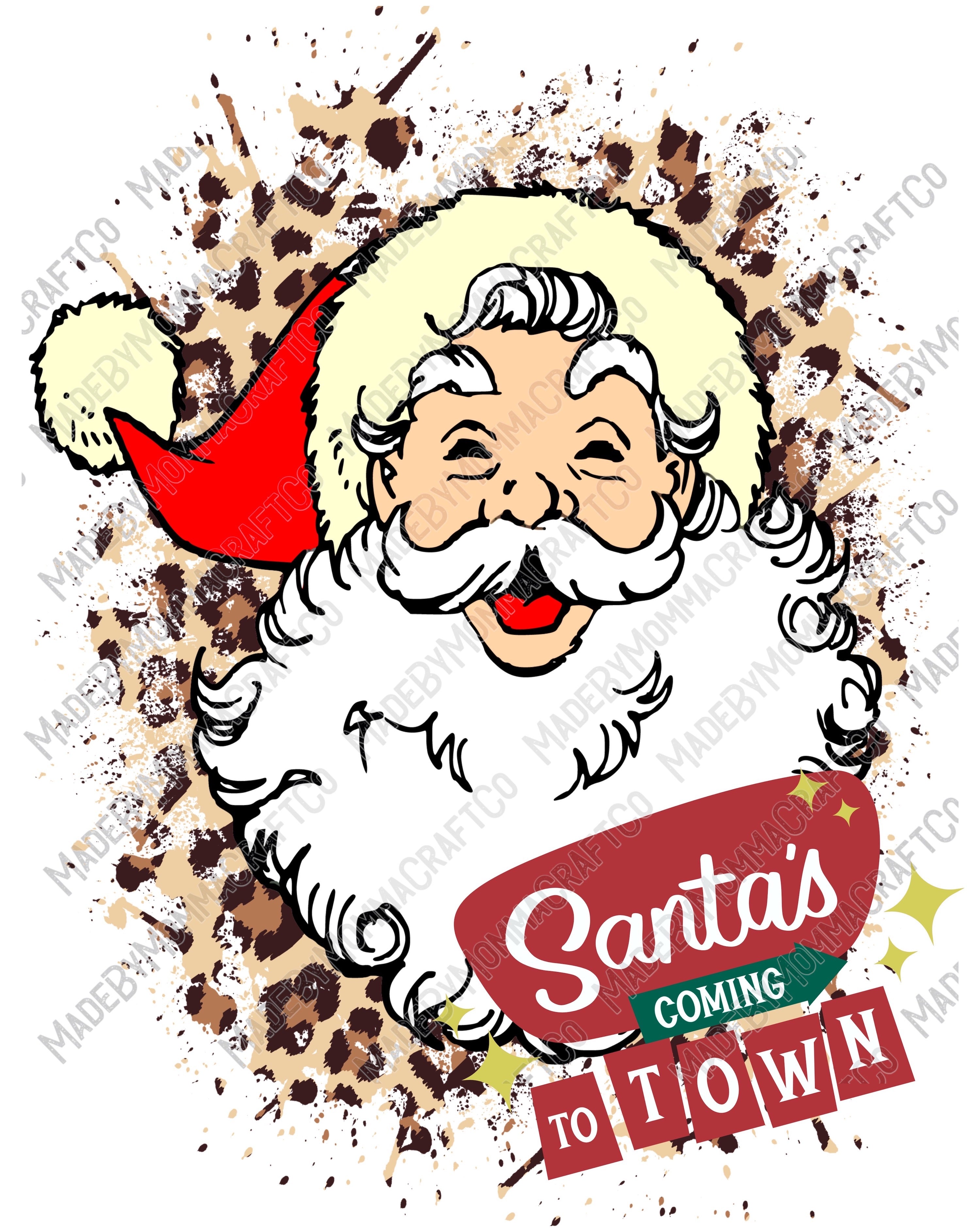 Santa&#39;s Coming to town Christmas - Cheat Clear Waterslide™ or White Cast Sticker