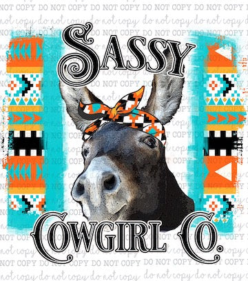 Sassy Cowgirl Donkey - Country Western - Cheat Clear Waterslide™ or White Cast Sticker