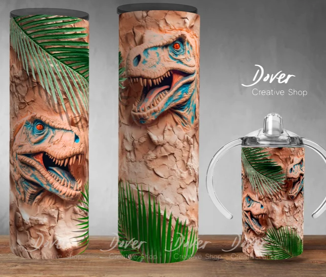 Seamless 3D Dinosaur Tumbler Wrap or Waterslide Wrap - 20oz and 30oz