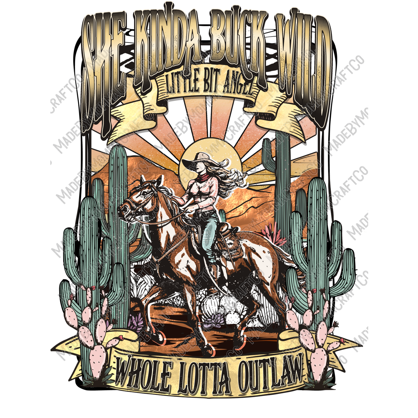 She's Buck Wild Country Western - Cheat Clear Waterslide™ or White Cast Sticker