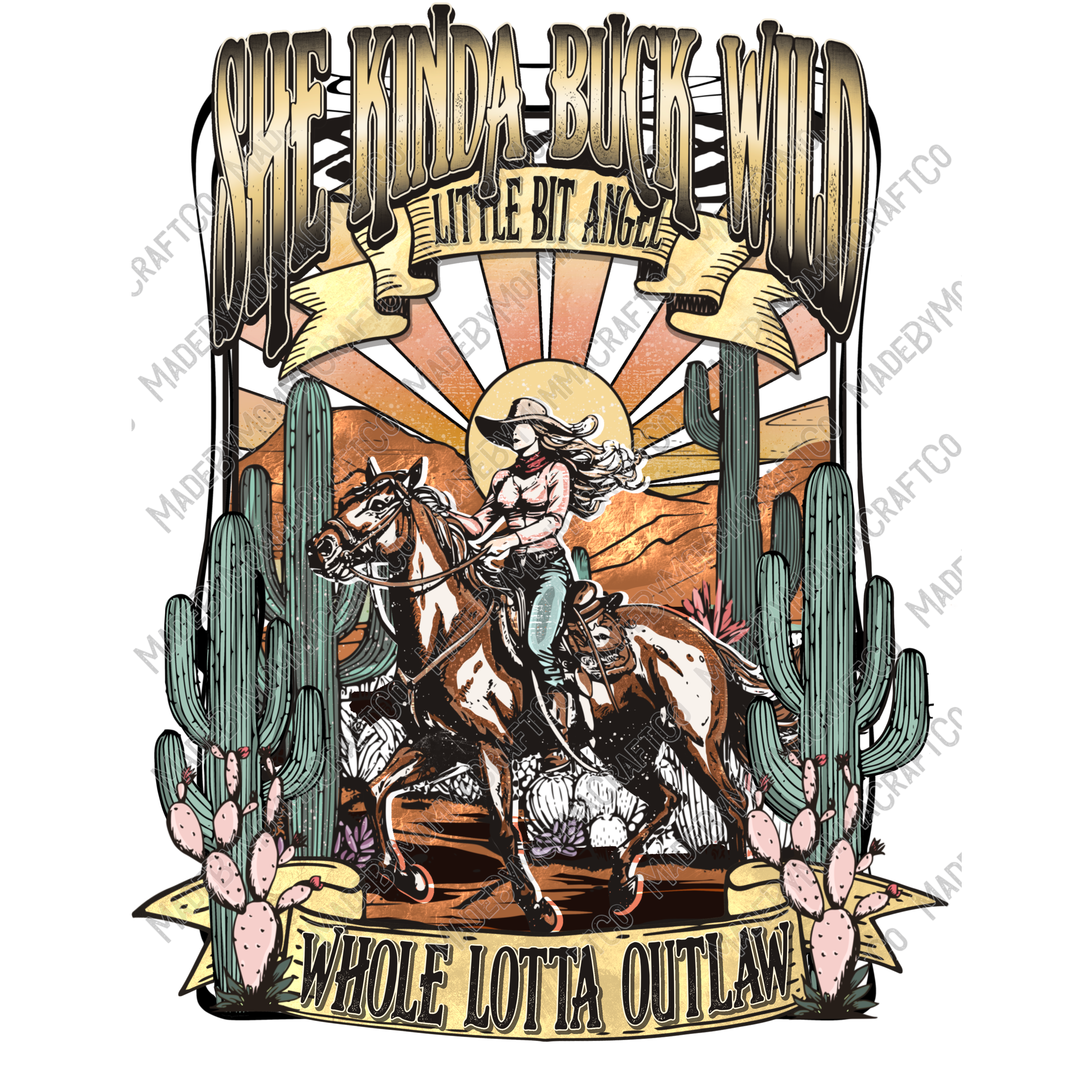 She&#39;s Buck Wild Country Western - Cheat Clear Waterslide™ or White Cast Sticker