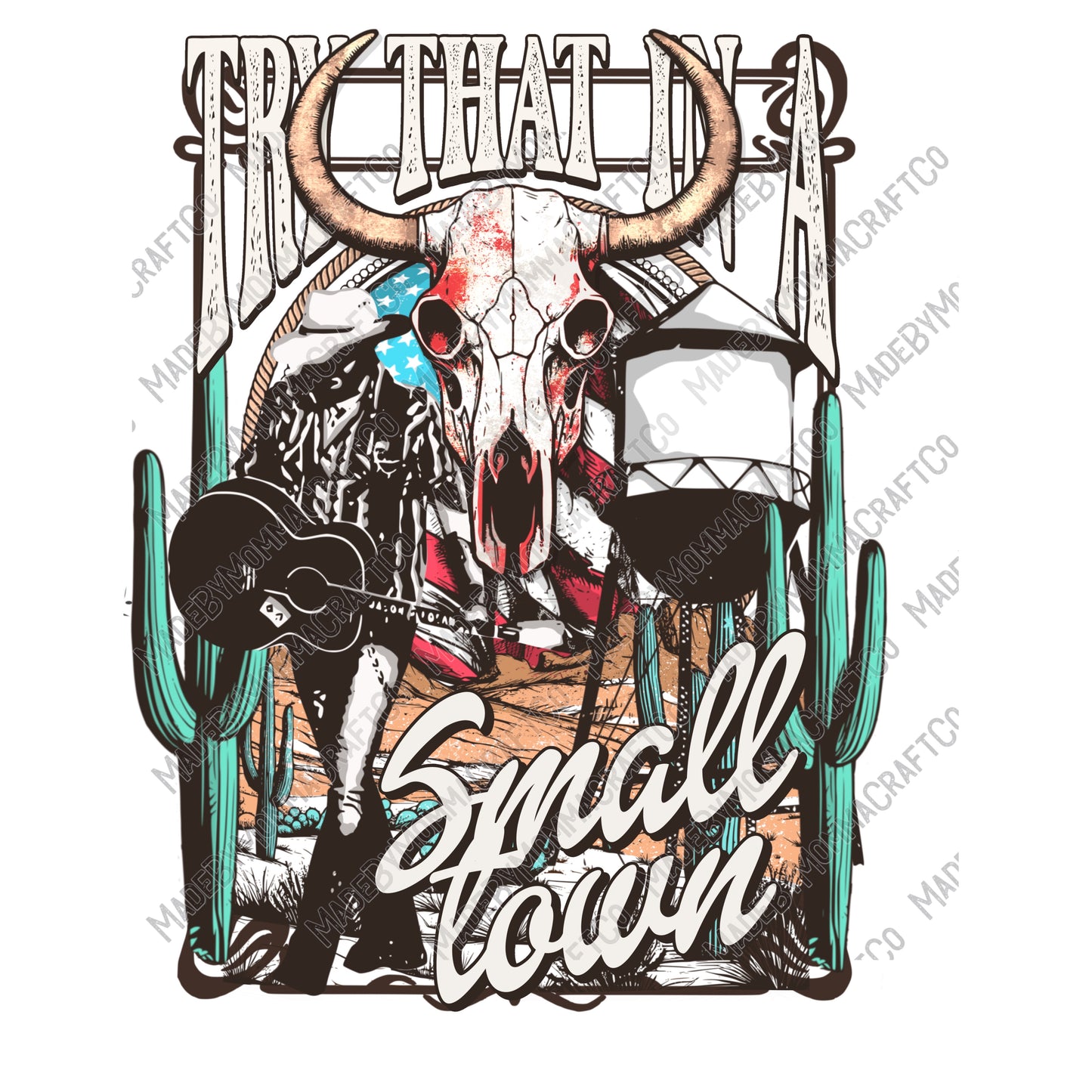 Small Town American Flag - country western - Cheat Clear Waterslide™ or White Cast Sticker