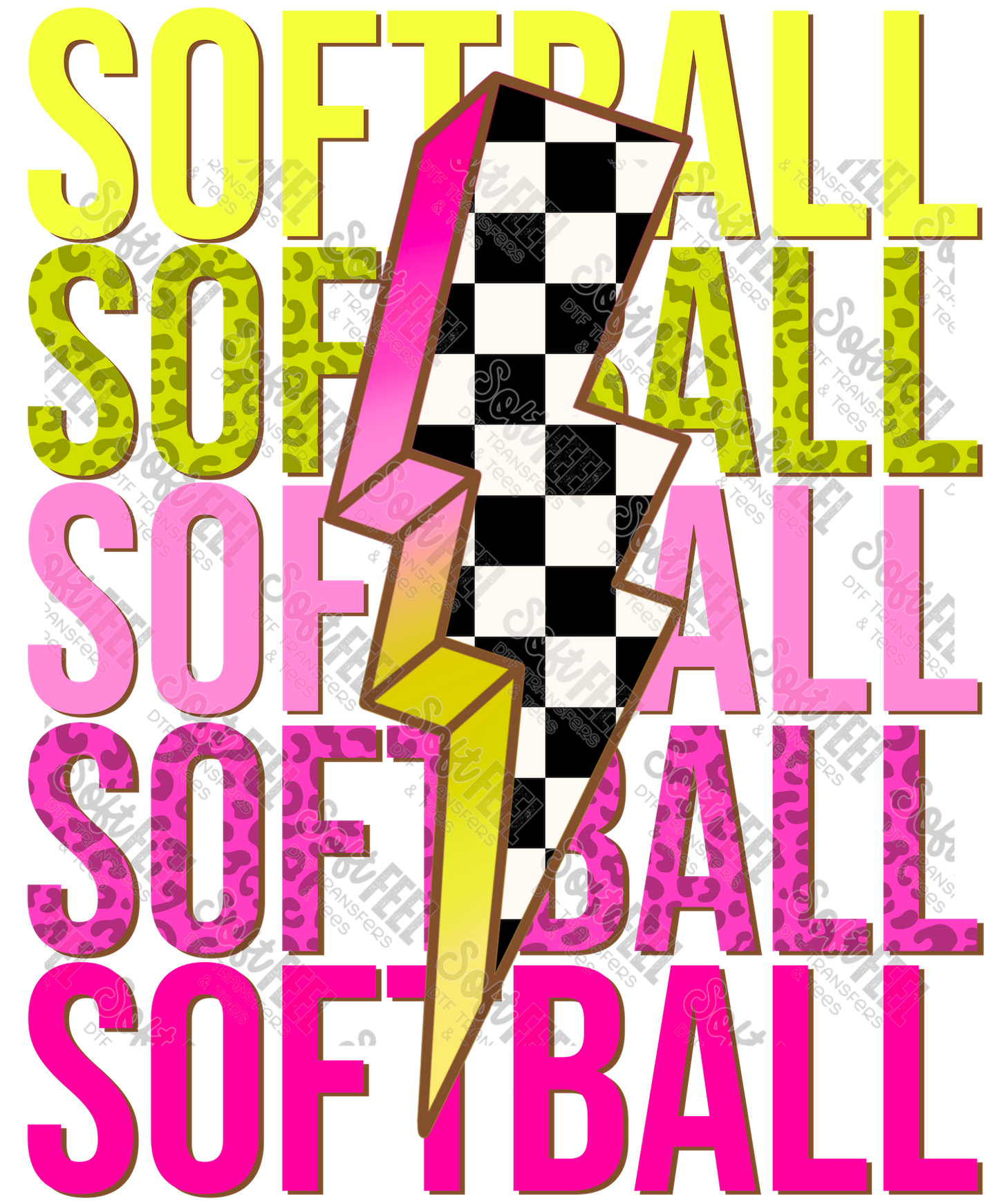 SOFTBALL Bolt - Youth / Sports - Direct To Film Transfer / DTF - Heat Press Clothing Transfer