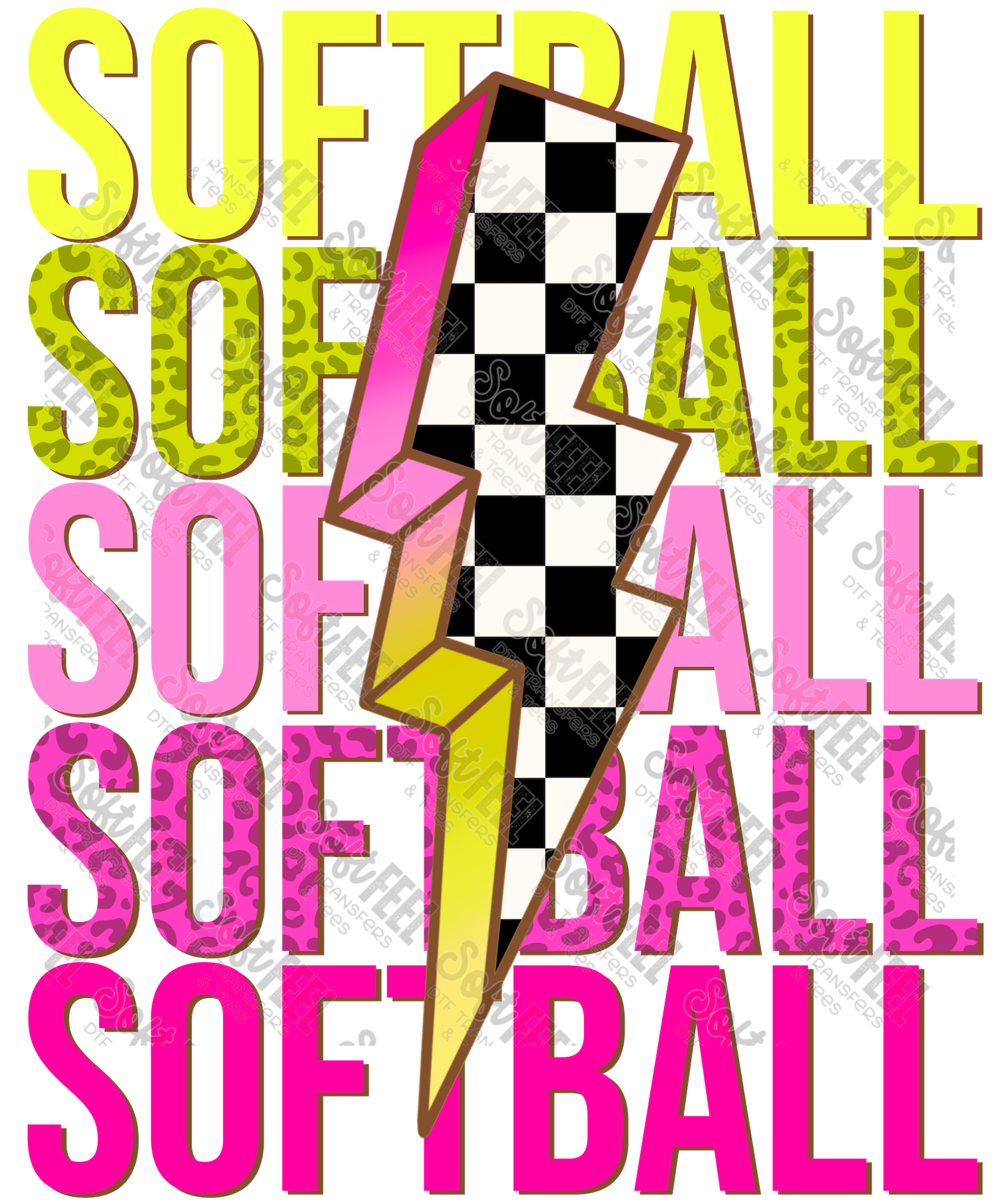 SOFTBALL Bolt - Youth / Sports - Direct To Film Transfer / DTF - Heat Press Clothing Transfer