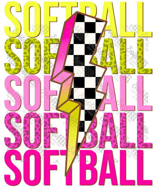 SOFTBALL Bolt - Youth / Sports - Direct To Film Transfer / DTF - Heat Press Clothing Transfer