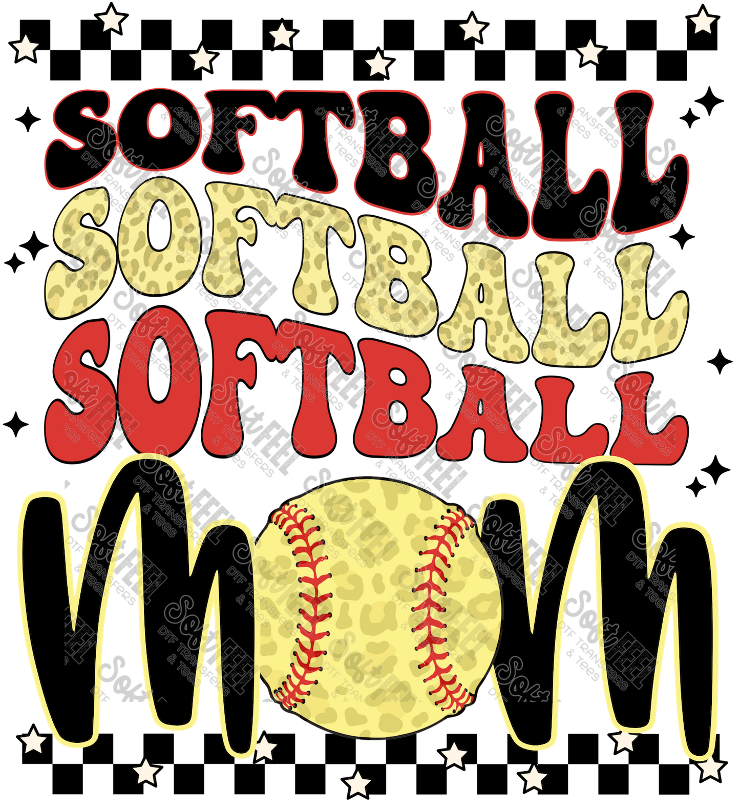 Softball Mom - Sports - Direct To Film Transfer / DTF - Heat Press Clothing Transfer