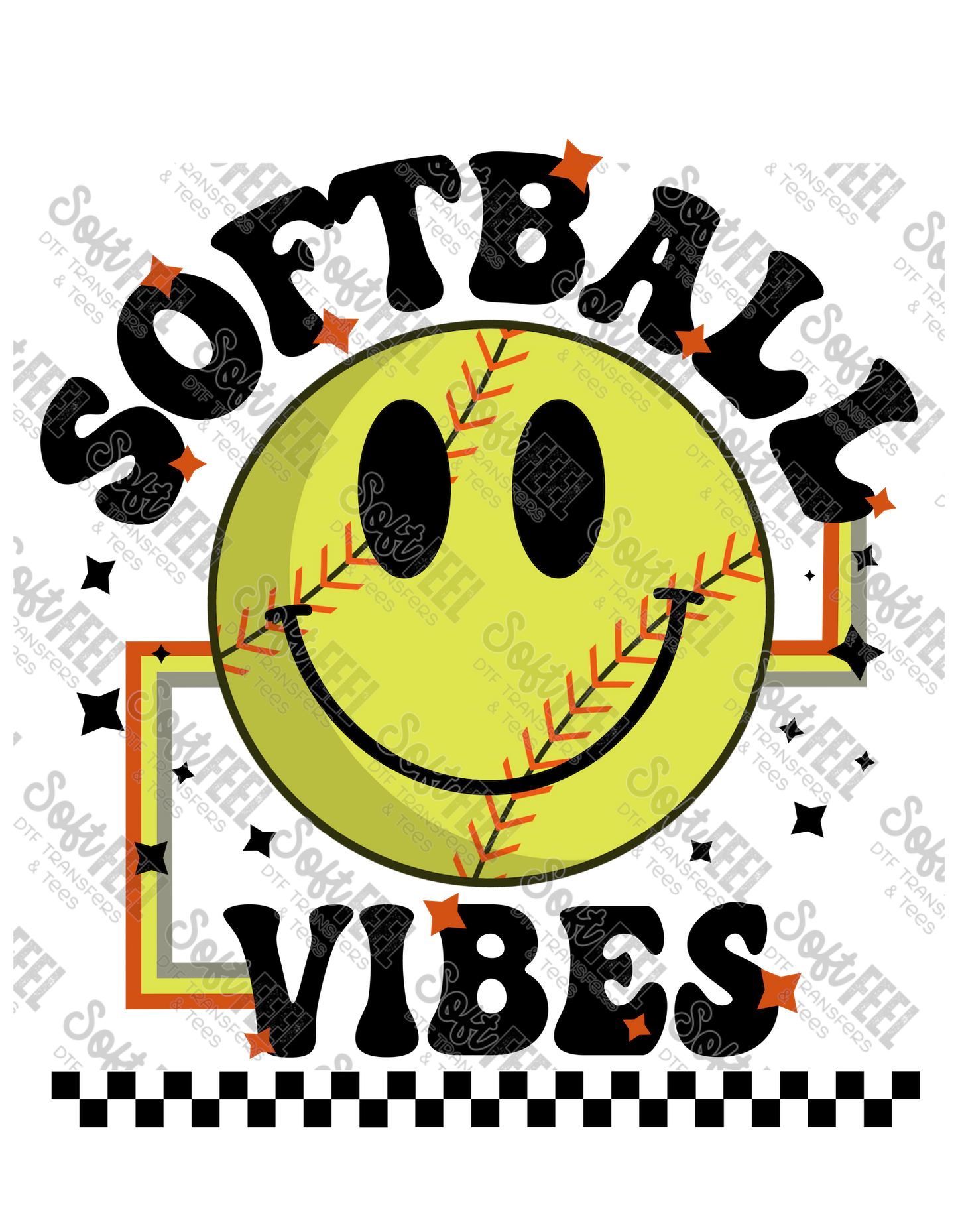 Softball Vibes - Youth / Sports - Direct To Film Transfer / DTF - Heat Press Clothing Transfer