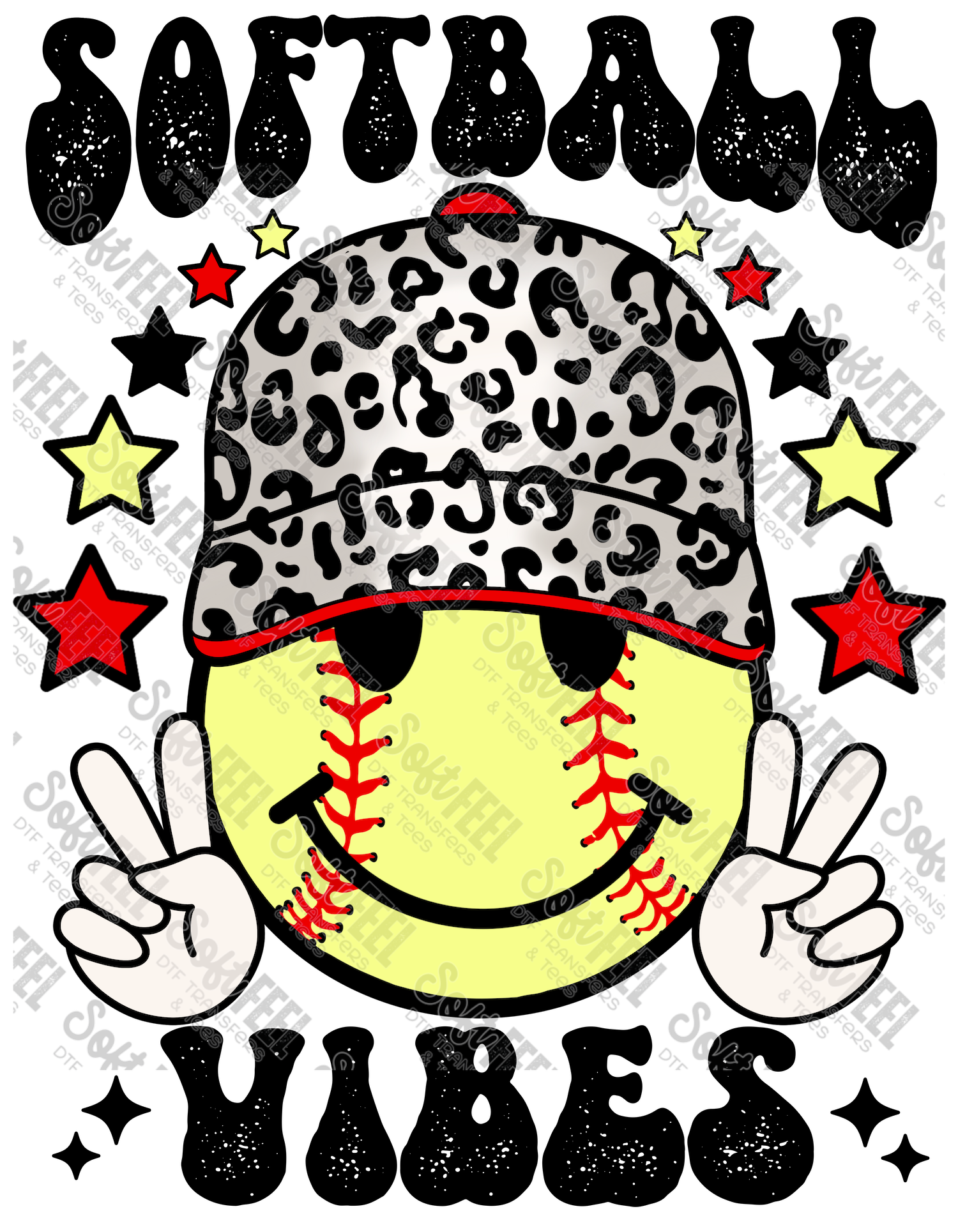 Softball Vibes - Youth / Sports - Direct To Film Transfer / DTF - Heat Press Clothing Transfer