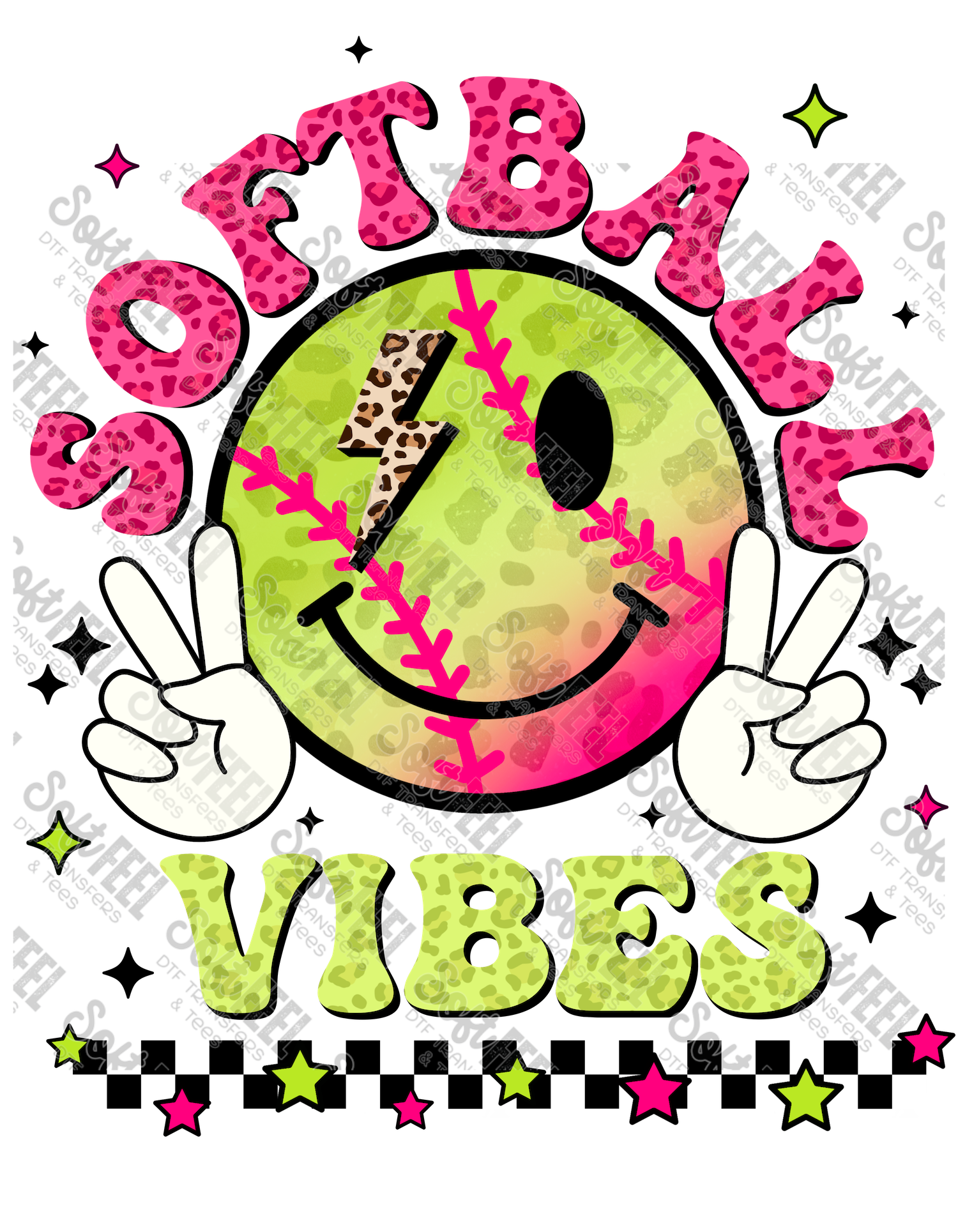 Softball Vibes - Youth / Sports - Direct To Film Transfer / DTF - Heat Press Clothing Transfer