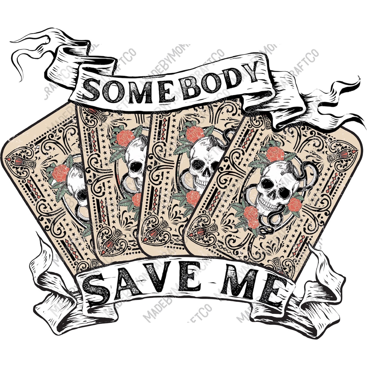 Somebody Save Me Music Cards - Country Western - Cheat Clear Waterslide™ or White Cast Sticker