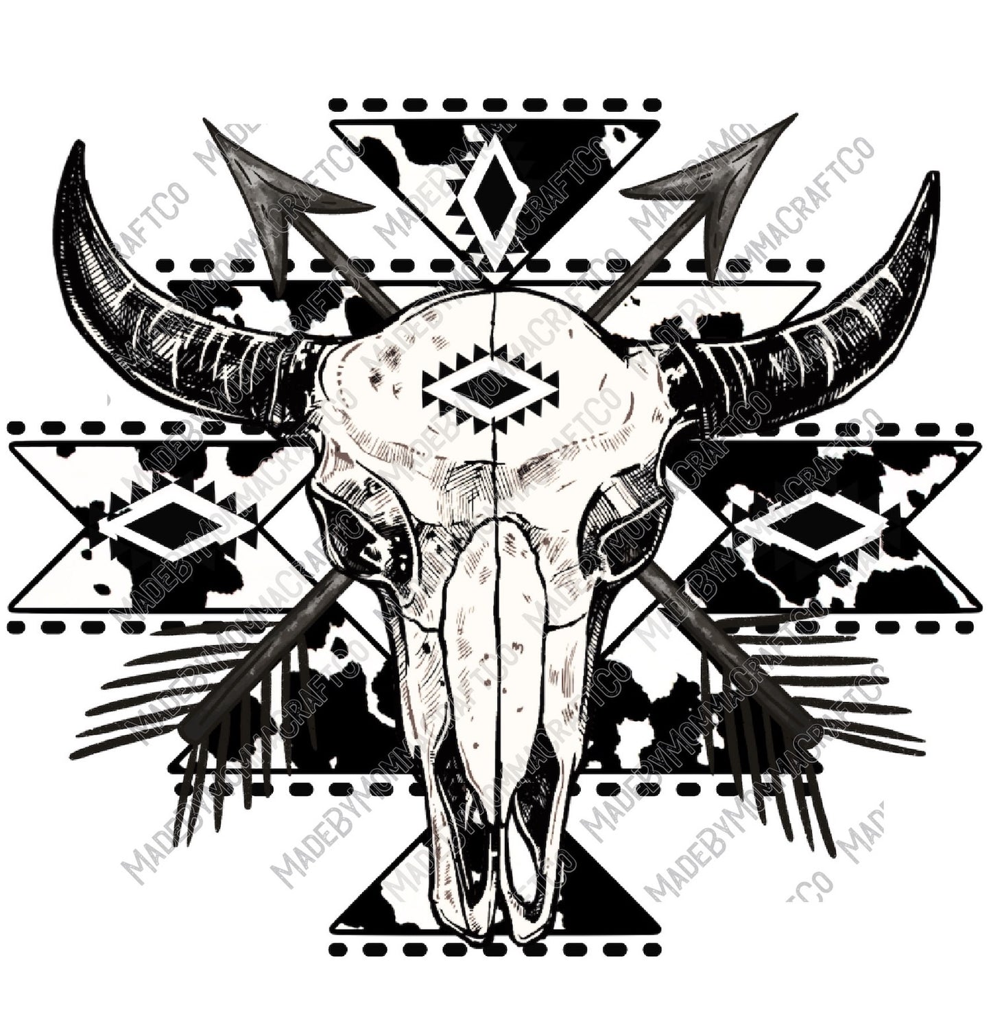 South Western Aztec Skull - Country Western - Cheat Clear Waterslide™ or White Cast Sticker