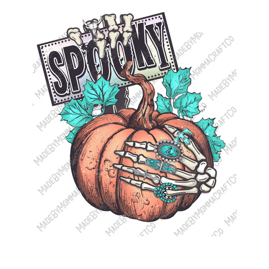 Spooky Skeleton Hand Pumpkin - Cheat Clear Waterslide™ or White Cast Sticker