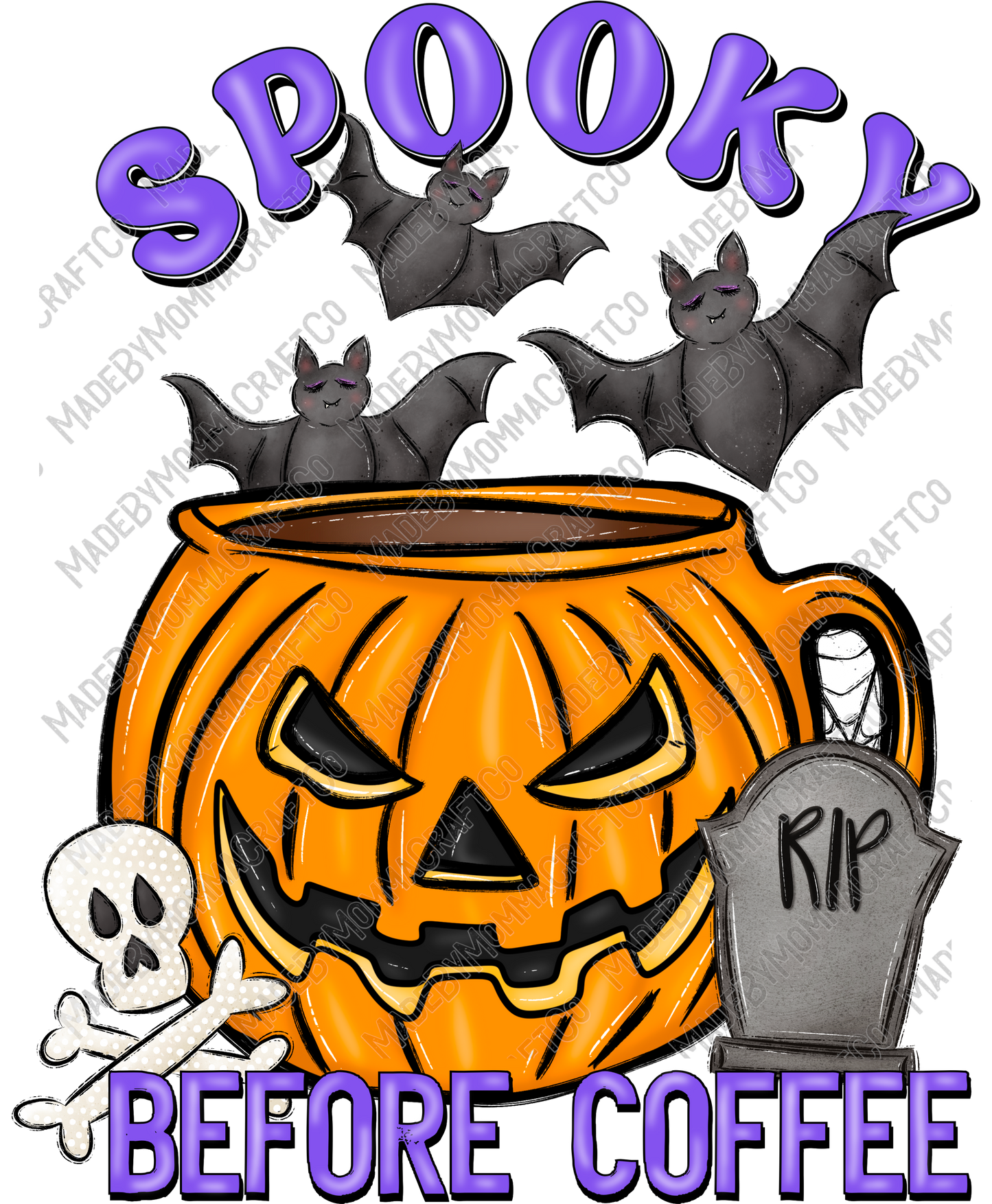 Spooky Before Coffee - Halloween - Cheat Clear Waterslide™ or White Cast Sticker