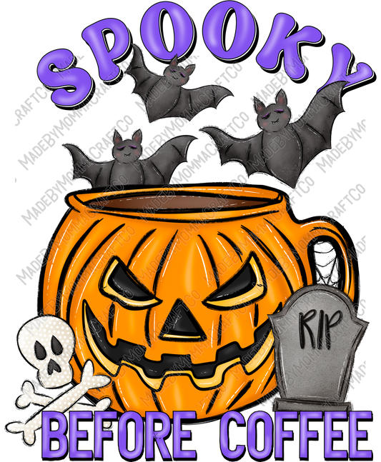 Spooky Before Coffee - Halloween - Cheat Clear Waterslide™ or White Cast Sticker