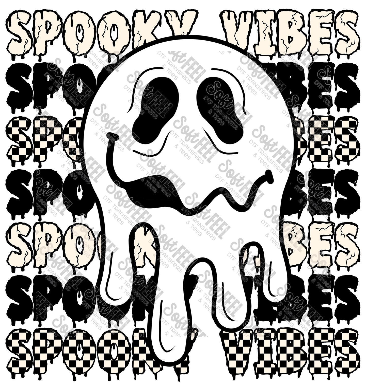 Spooky Vibes Cream - Retro / Youth / Halloween Horror - Direct To Film Transfer / DTF - Heat Press Clothing Transfer