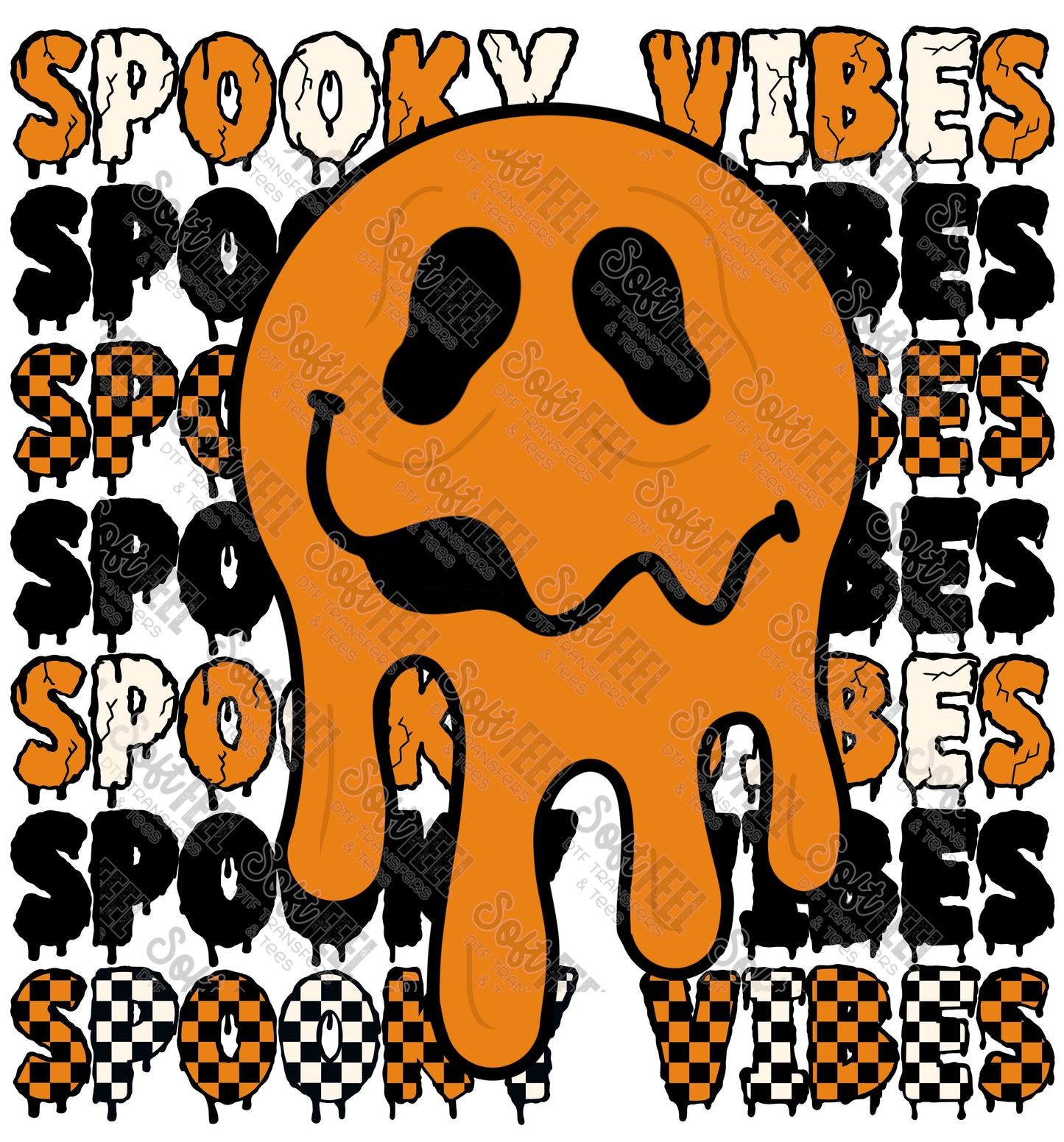 Spooky Vibes Orange - Retro / Youth / Halloween Horror - Direct To Film Transfer / DTF - Heat Press Clothing Transfer