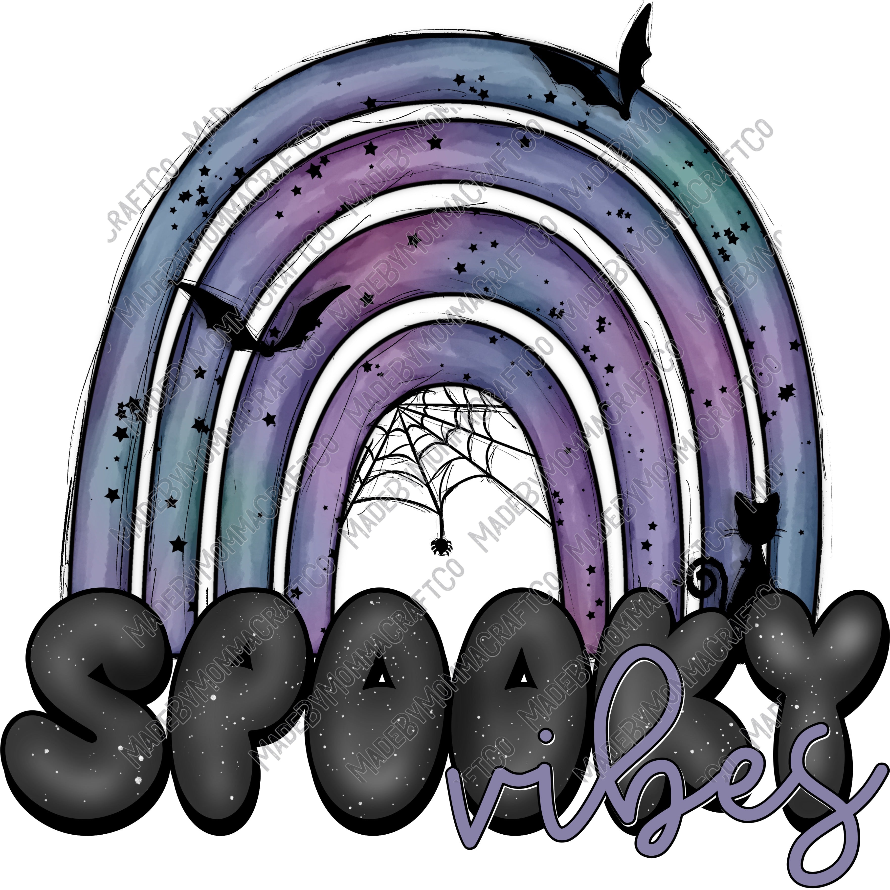 Spooky Vibes Rainbow Halloween -Cheat Clear Waterslide™ or White Cast Sticker
