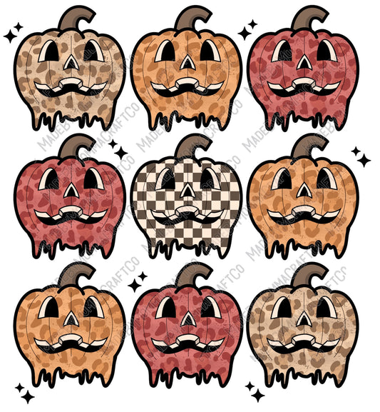 Retro Stacked Pumpkins - Halloween - Cheat Clear Waterslide™ or White Cast Sticker