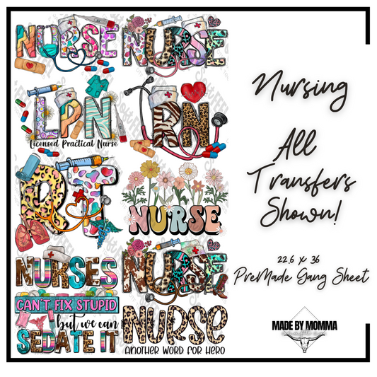 Nursing Gang Sheet - Themed Pre-Made DTF Transfers