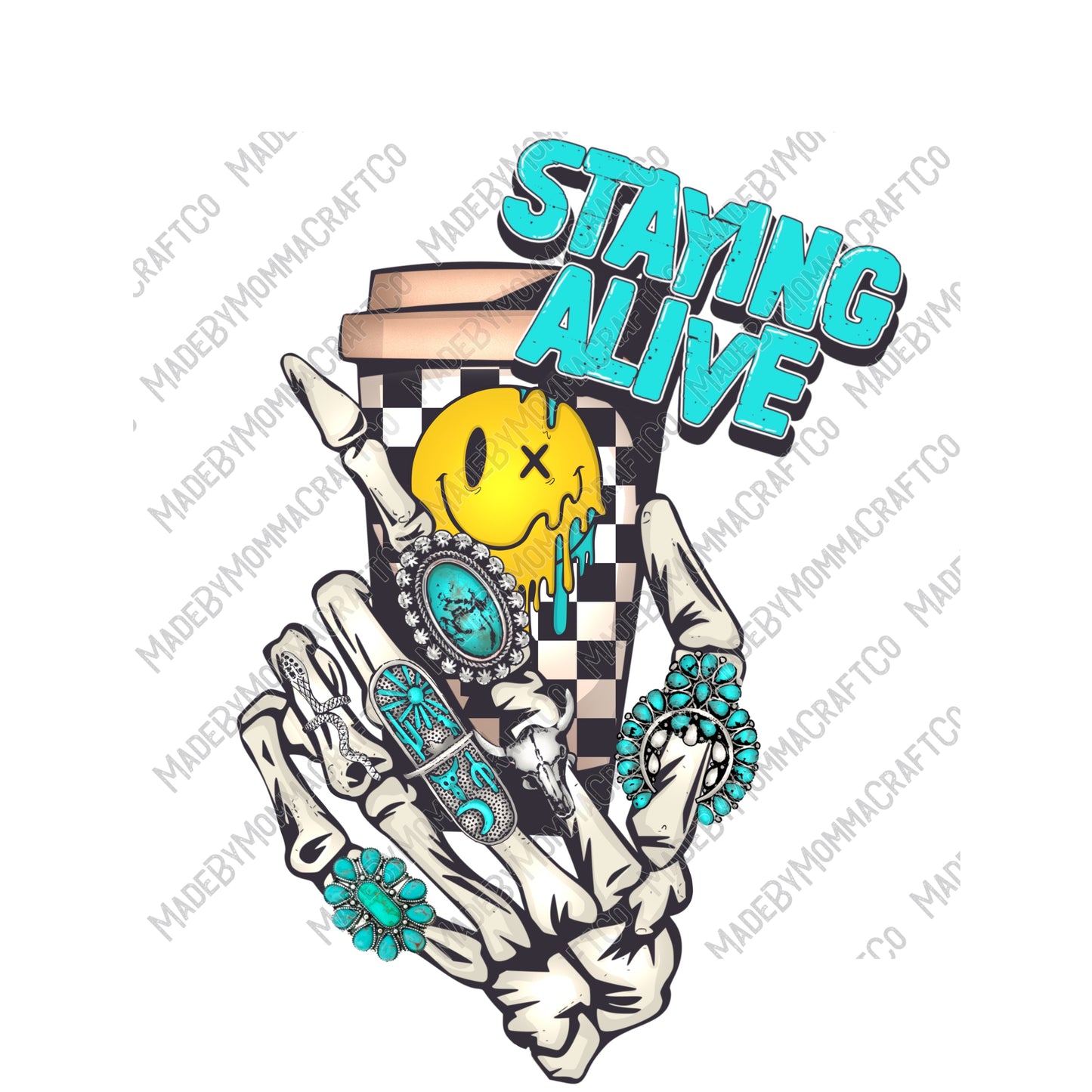 Staying Alive Skeleton Hand - Cheat Clear Waterslide™ or White Cast Sticker